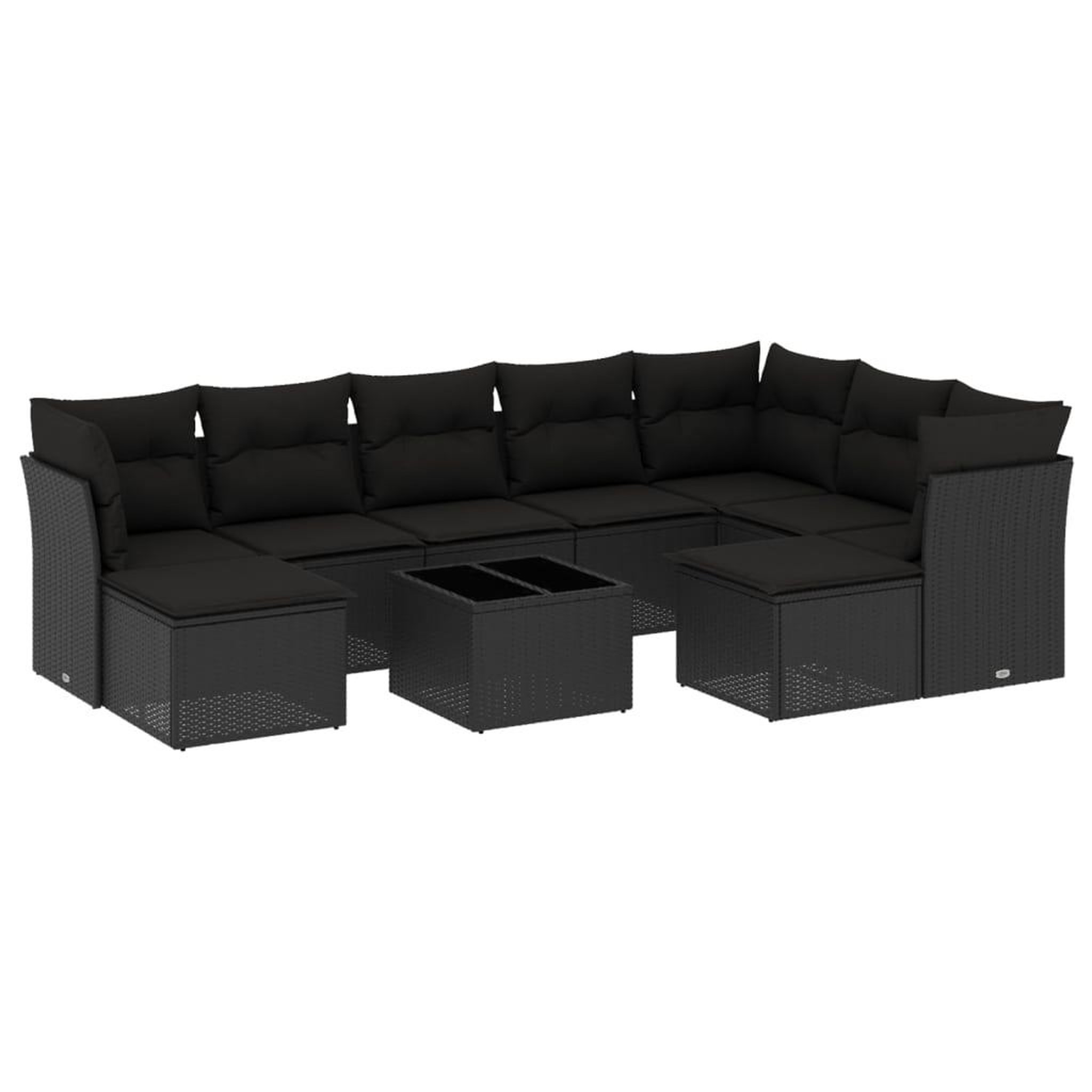 Voir la diapositive 2 : VIDAXL Salon de jardin 10 pcs avec coussins noir resine tressee