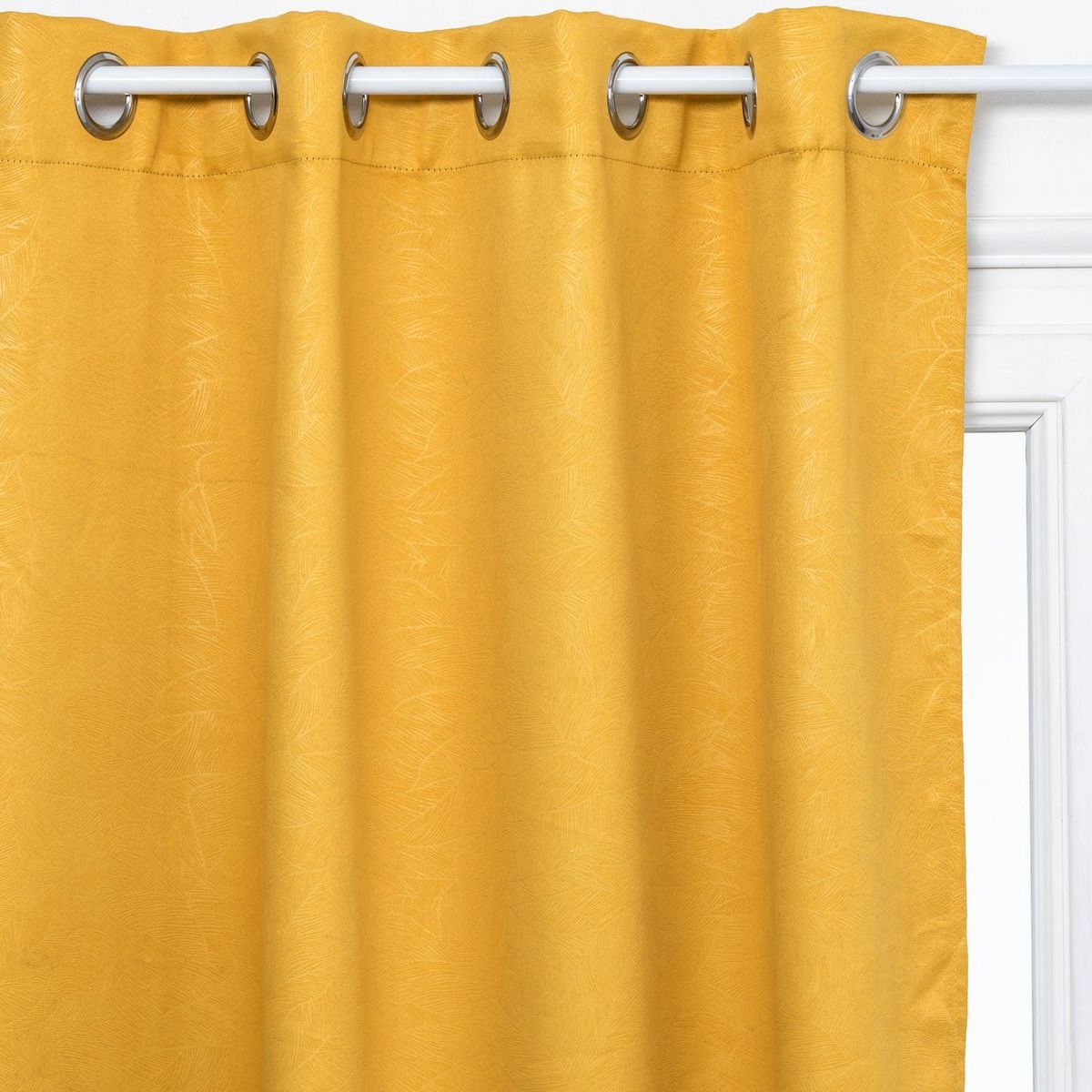 ATMOSPHERA Rideau occultant motif feuille embossé - 140 x 260 cm - Jaune ocre