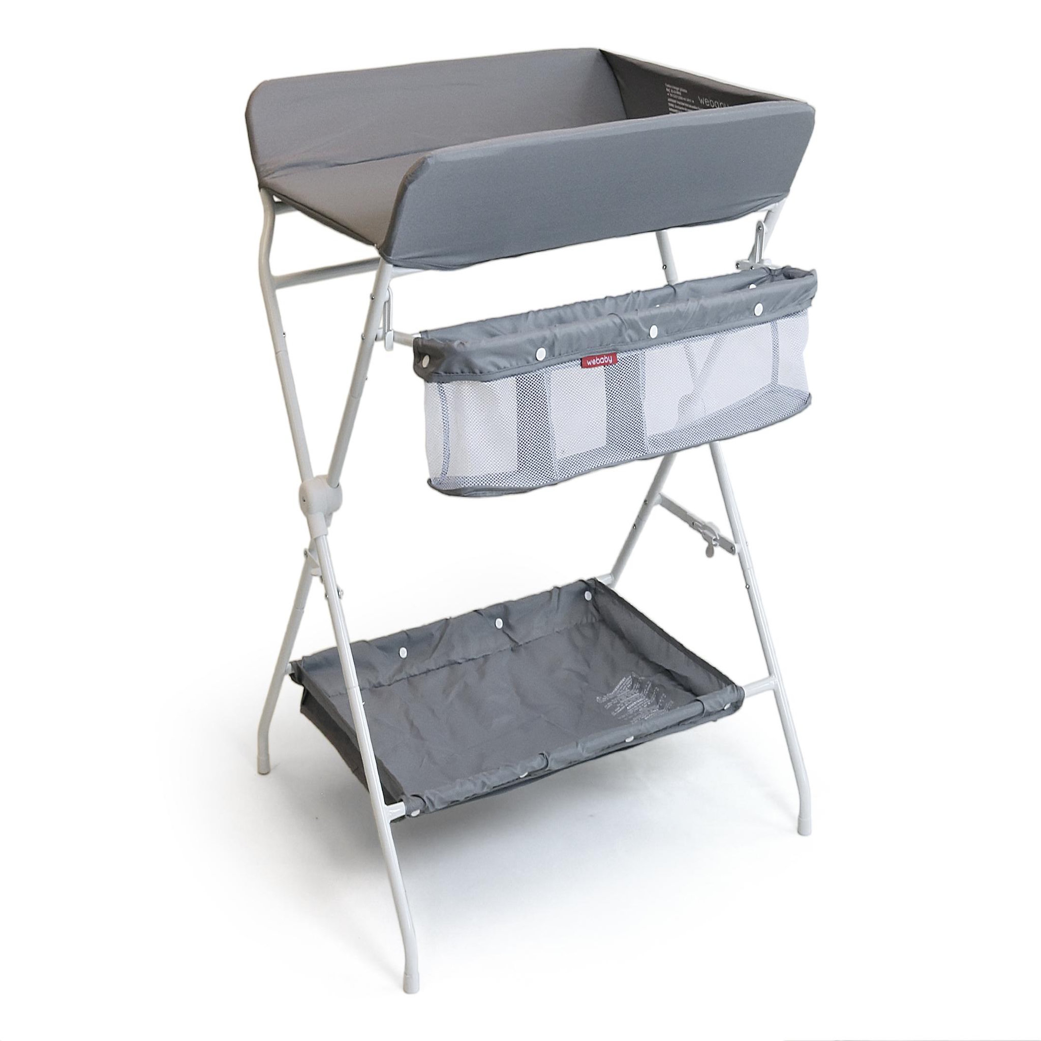 Voir la diapositive 1 : WEBABY Table à langer pliante en acier mio avec panier de rangement