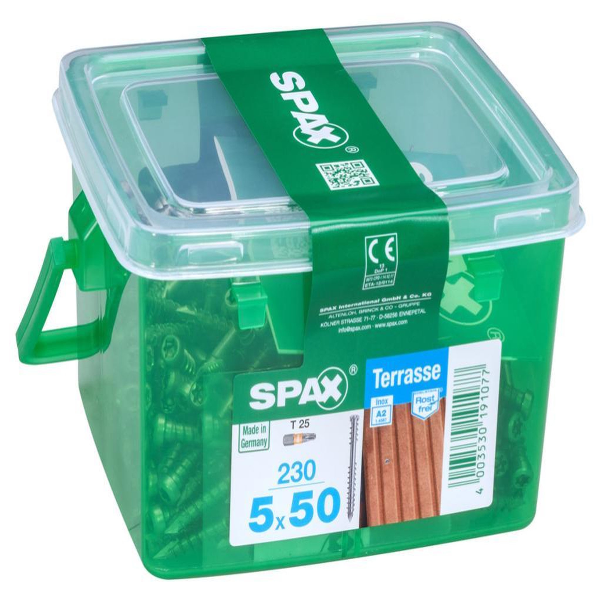 CENTRALE BRICO Lot de 230 vis inox tête cylindrique torx SPAX, Diam.5 mm x L.50 mm