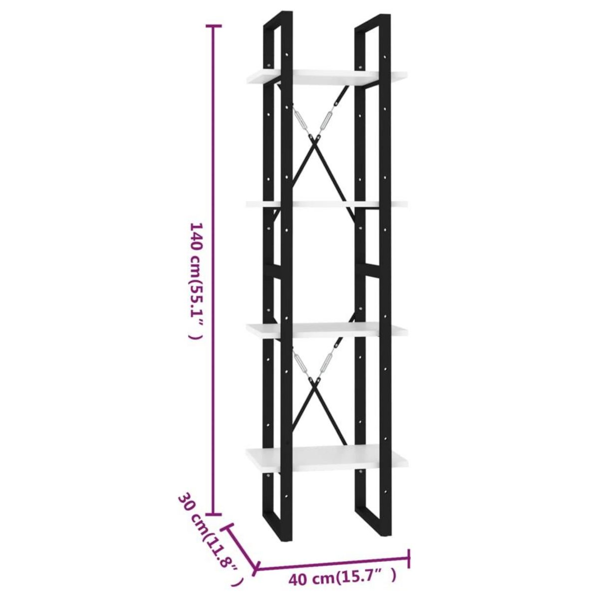 VIDAXL Bibliotheque a 4 niveaux blanc 40x30x140 cm bois d'ingenierie
