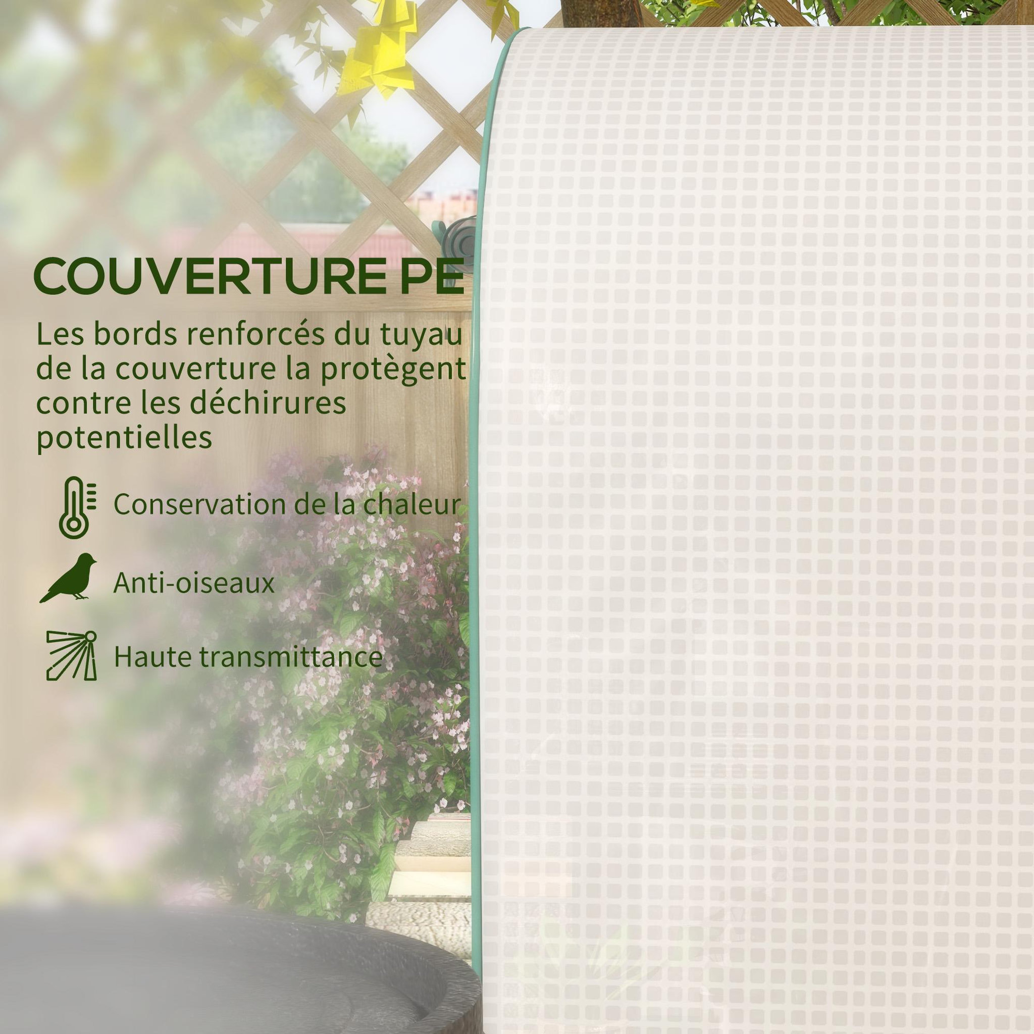 Voir la diapositive 4 : OUTSUNNY Serre de jardin serre de balcon 4 étagères métal porte zippée enroulable 80 x 49 x 160 cm pe blanc