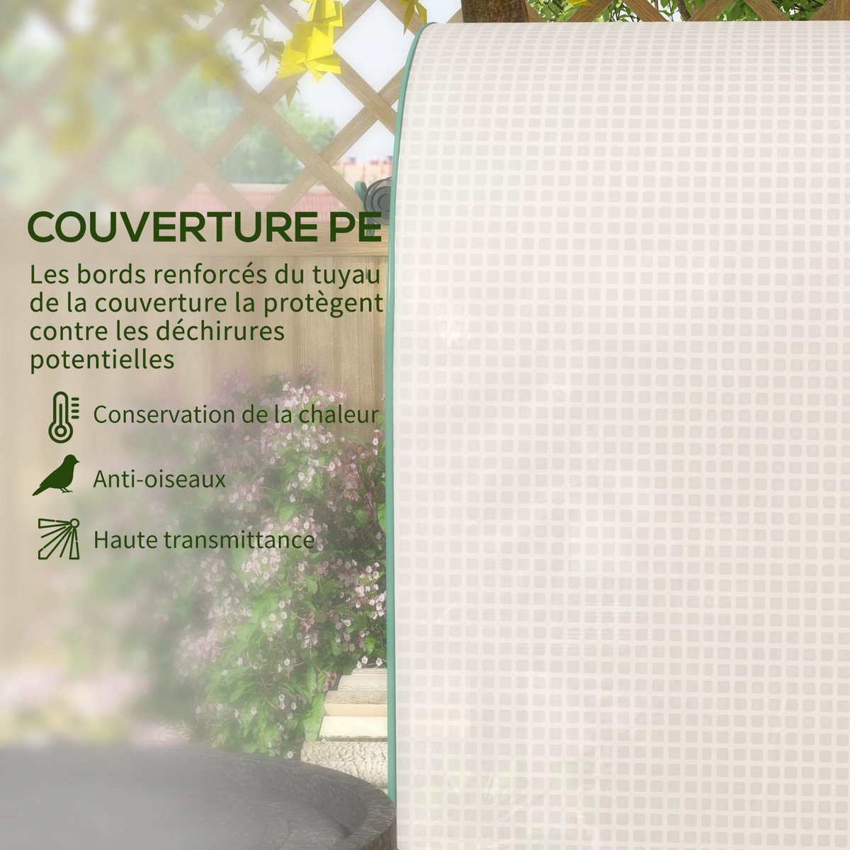 OUTSUNNY Serre de jardin serre de balcon 4 étagères métal porte zippée enroulable 80 x 49 x 160 cm PE blanc