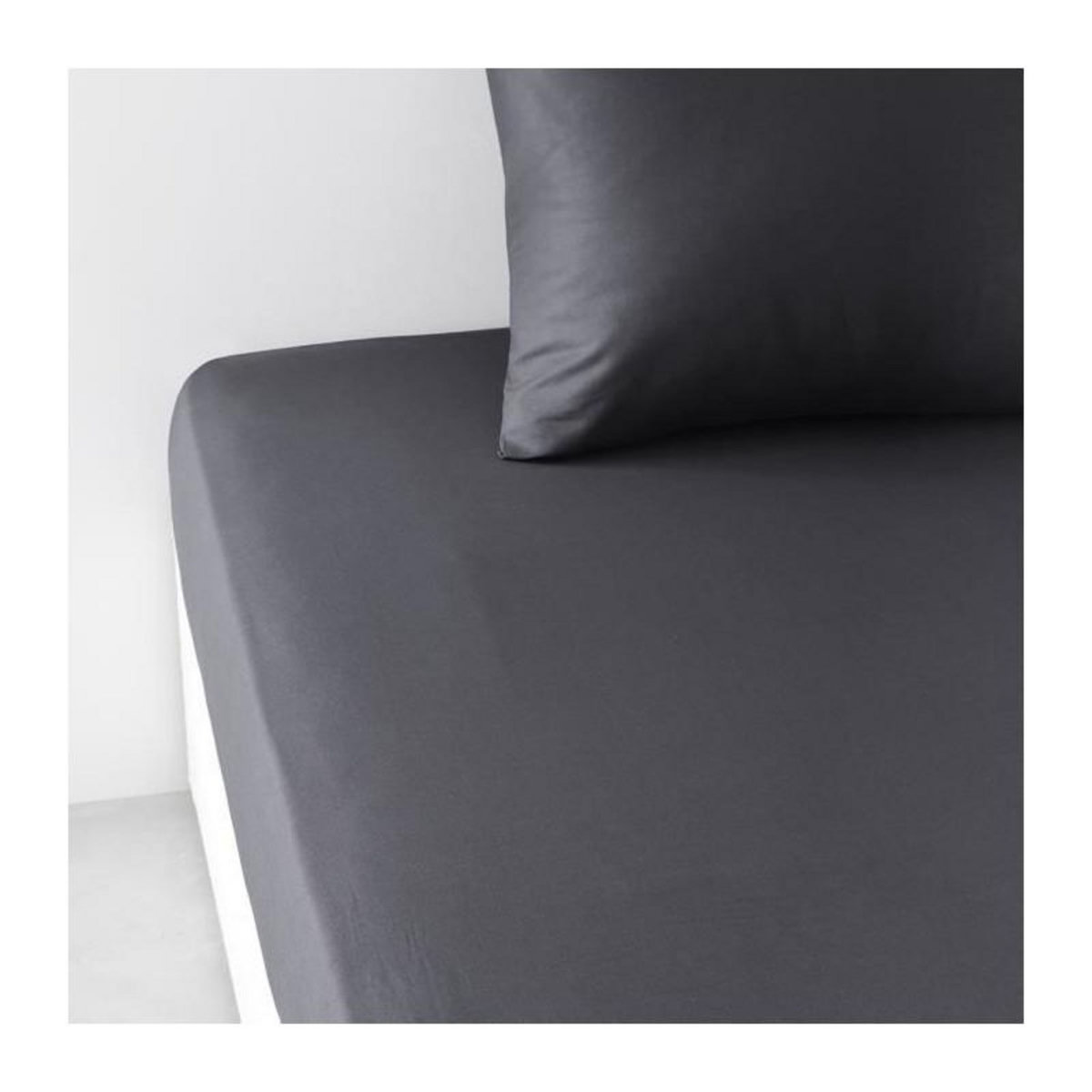 Today Drap housse TODAY Essential - 180 x 200+30 cm - 2 personnes - 100% Coton uni - Fusain