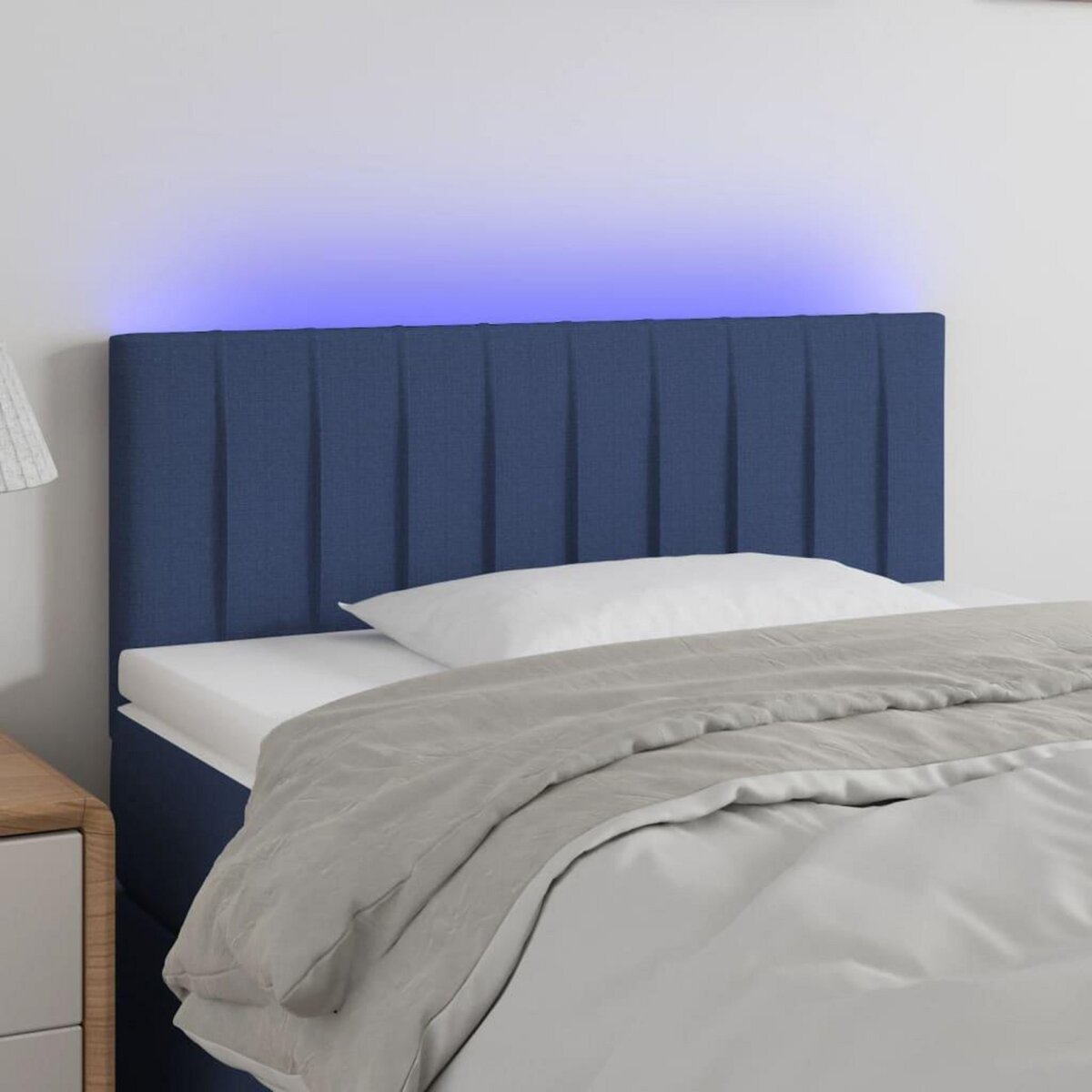 VIDAXL Tete de lit a LED Bleu 90x5x78/88 cm Tissu