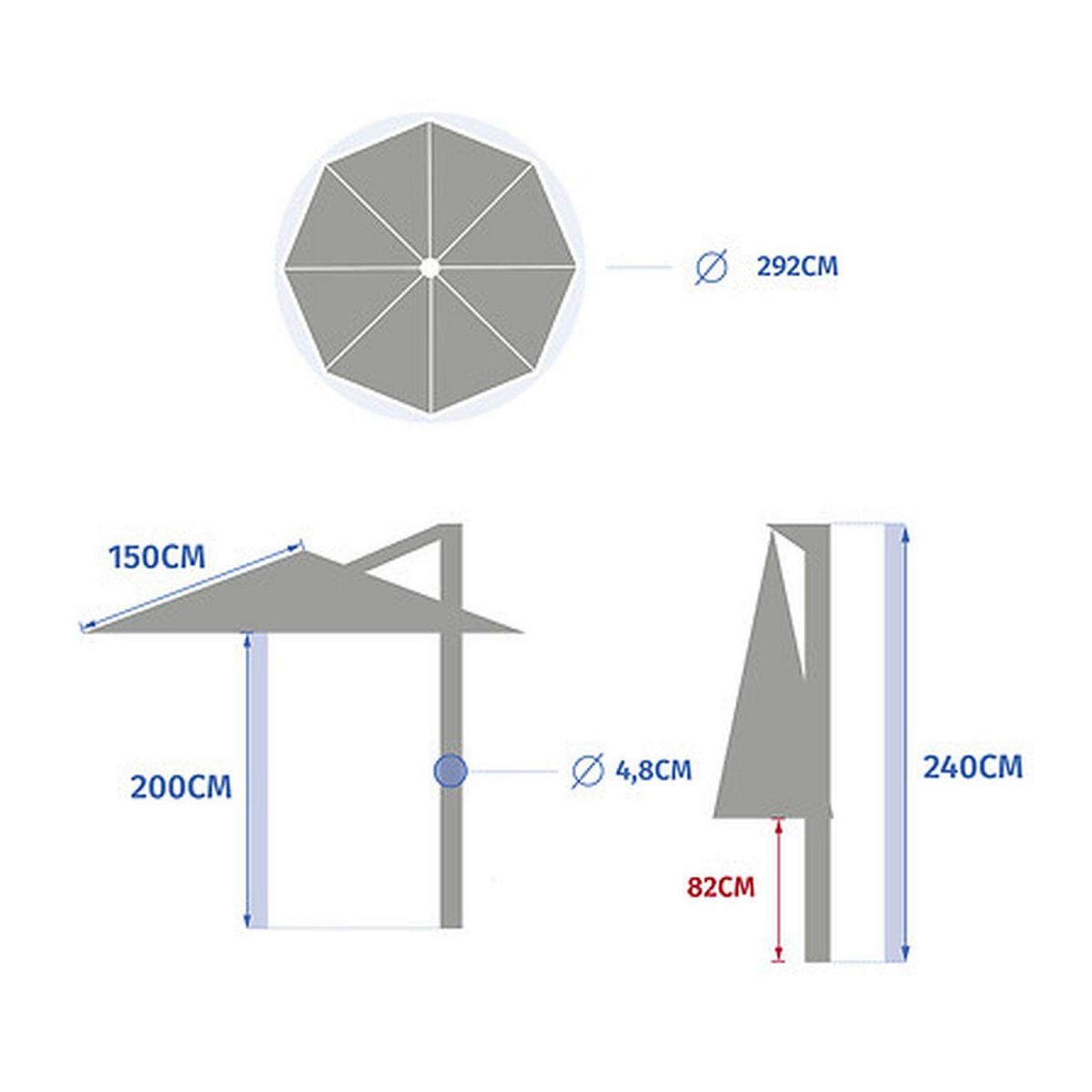 HESPERIDE Parasol déporté rond MANOA
