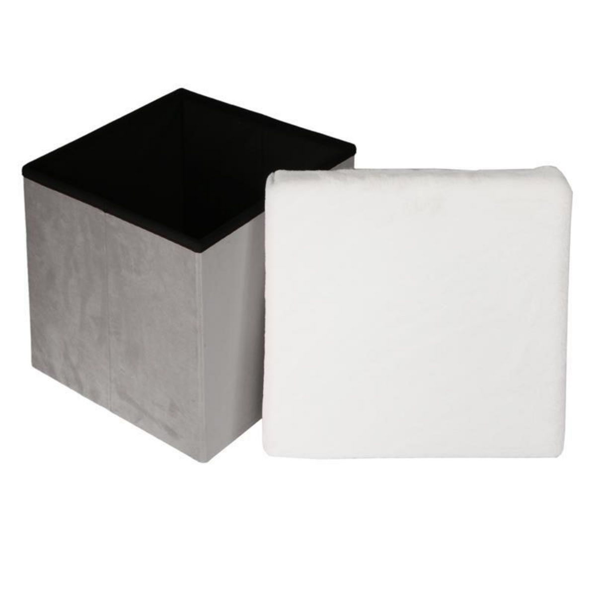 Paris Prix Pouf & Coffre de Rangement  Léo  38cm Gris