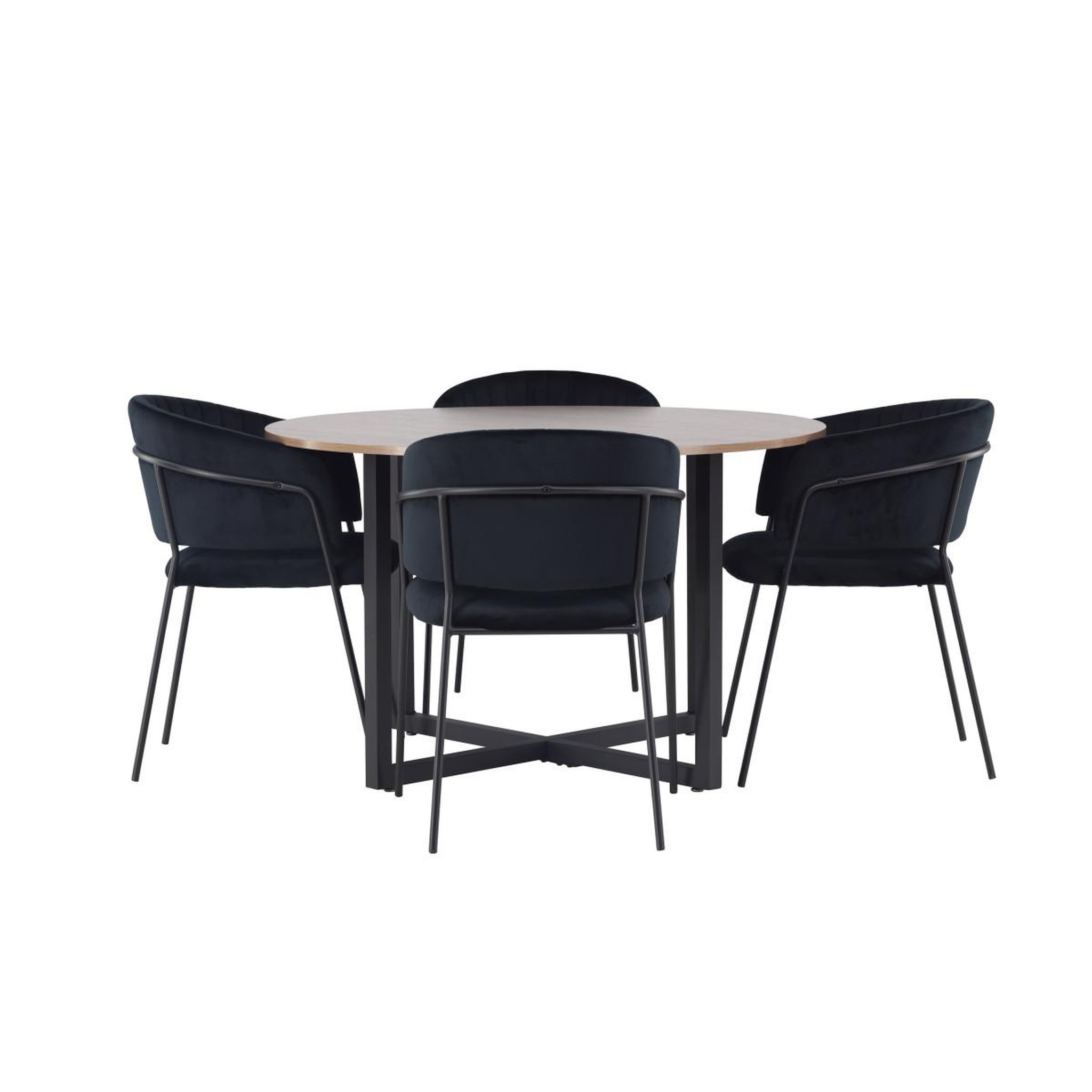 Voir la diapositive 2 : Paris Prix Ensemble table à manger & 4 chaises  durango & salma  120cm noyer & noir