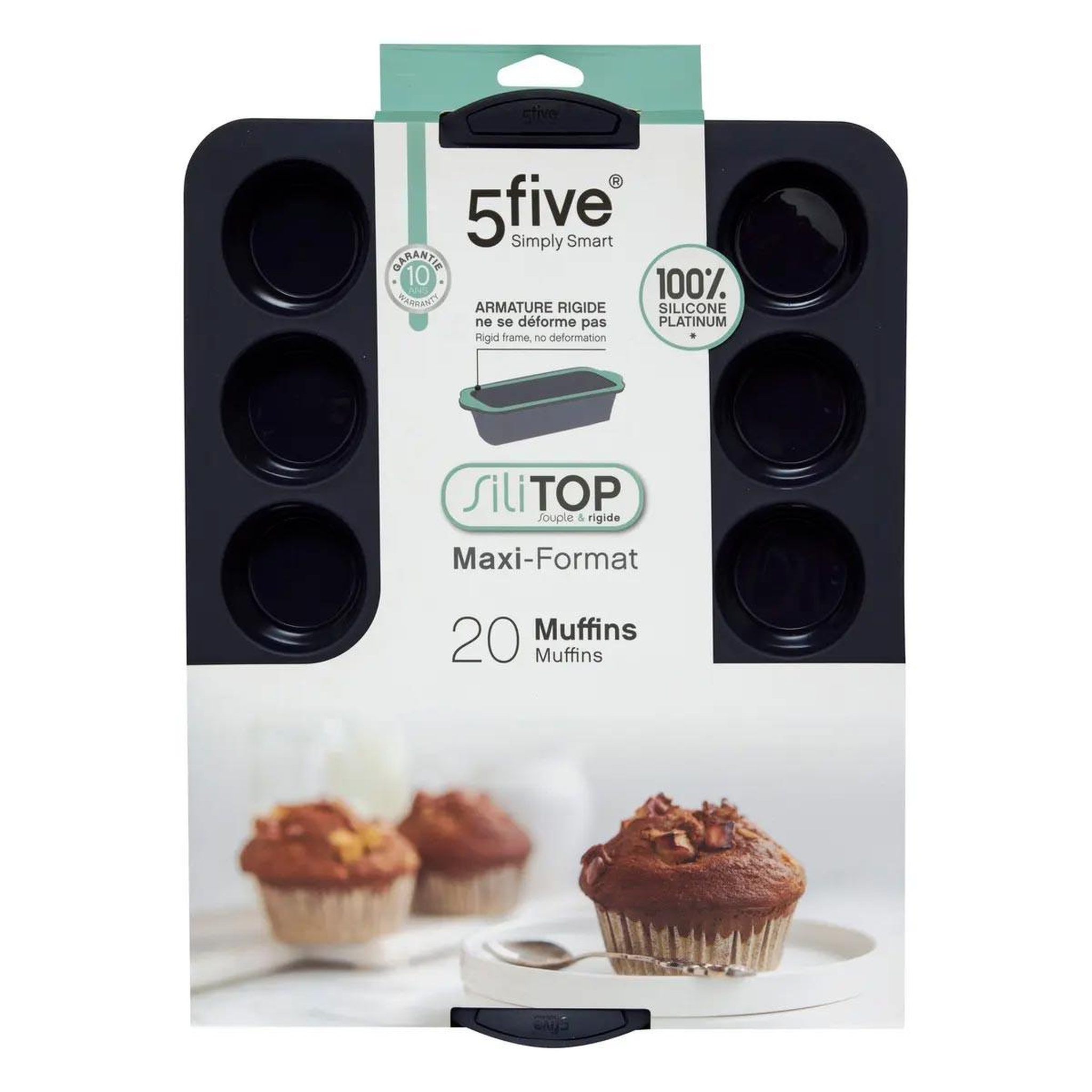 Voir la diapositive 3 : FIVE Moule 20 muffins silicone  silitop  40cm gris