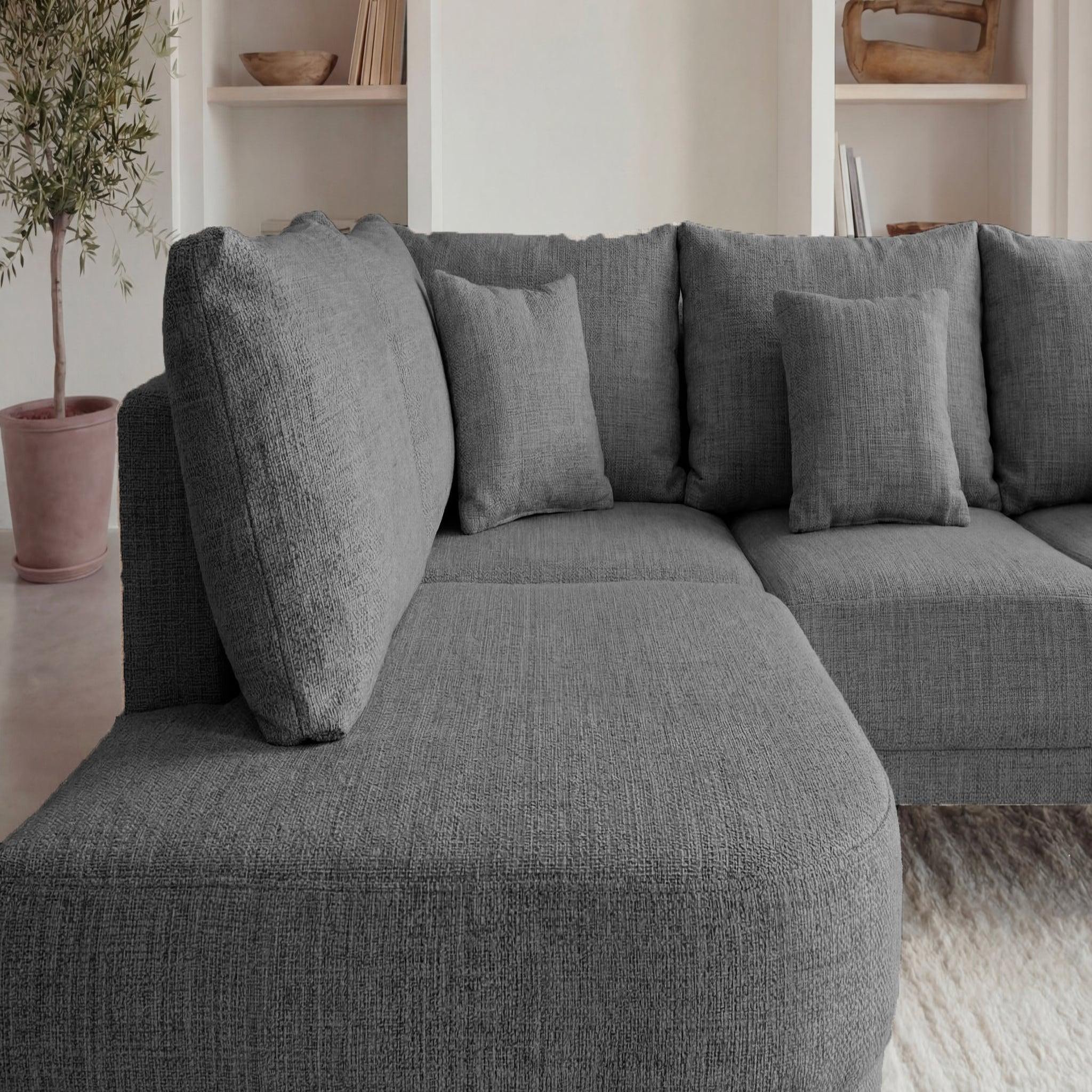Voir la diapositive 3 : CASANOVA PARIS Bianca - canapé d'angle tissu chenille 4 places