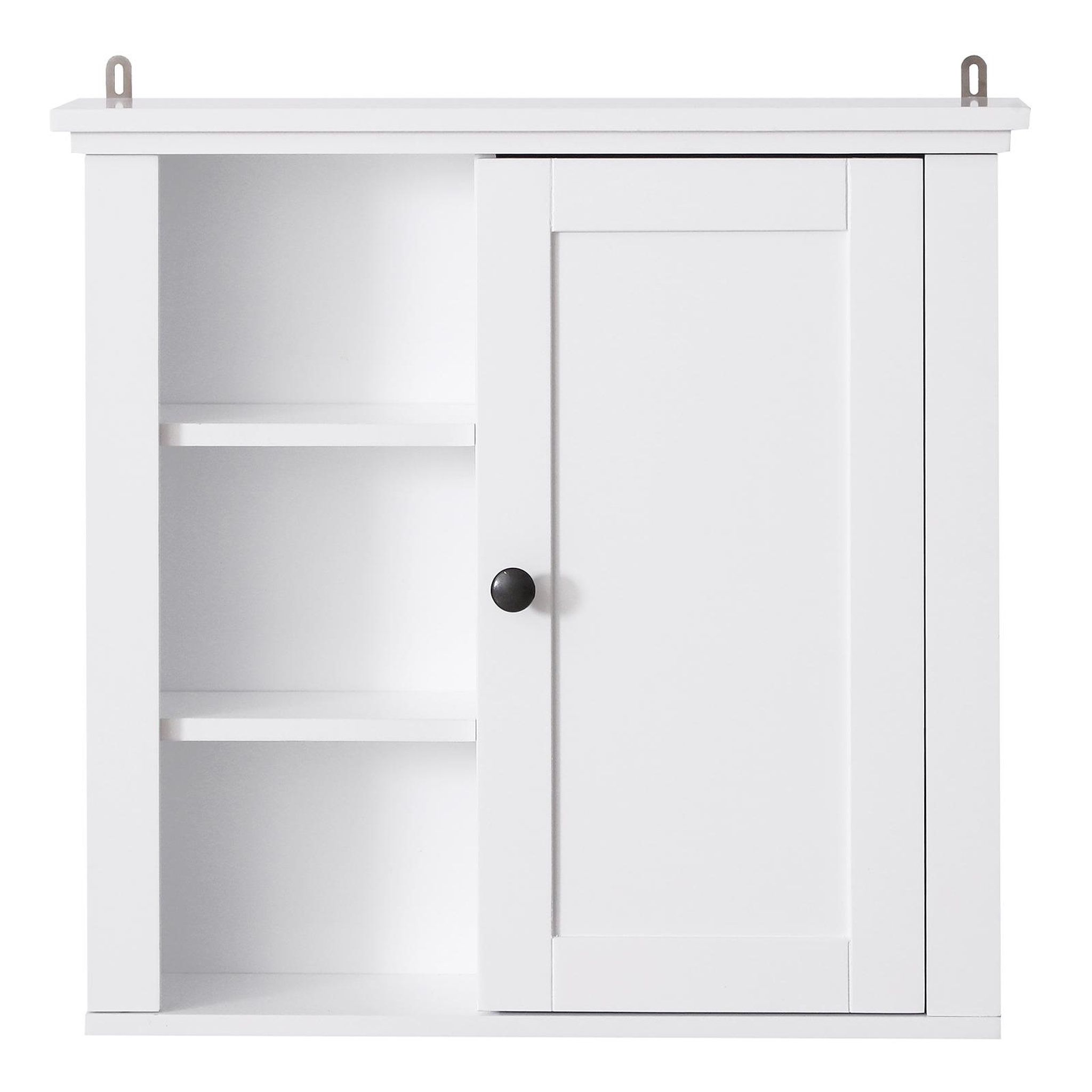 Voir la diapositive 4 : HOMCOM Armoire haute murale de salle de bain ou wc placard 1 porte 3 niches dim. 53l x 14,5l x 50,5h cm mdf panneaux particules blanc