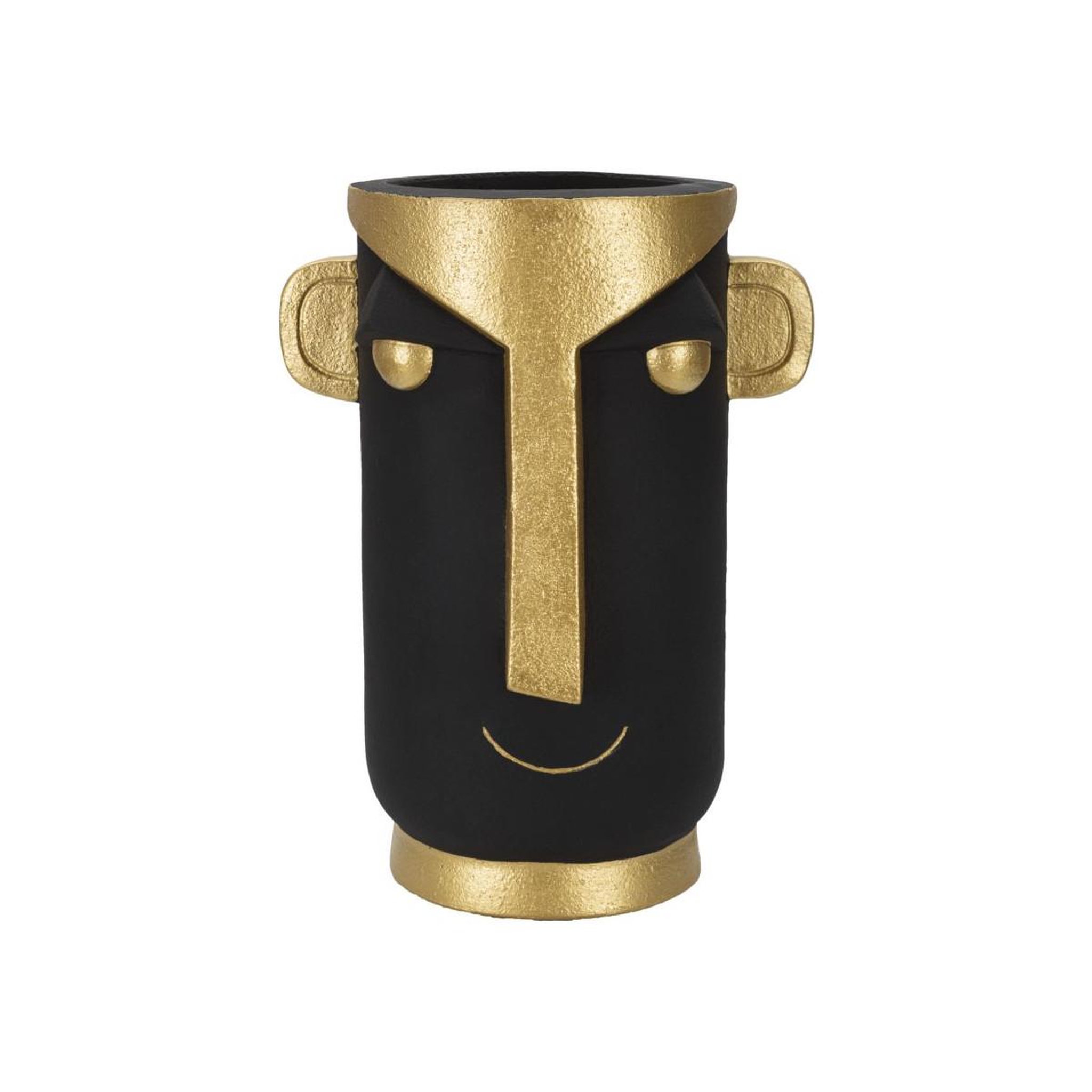 Paris Prix Vase design visage  tribal  40cm noir & or