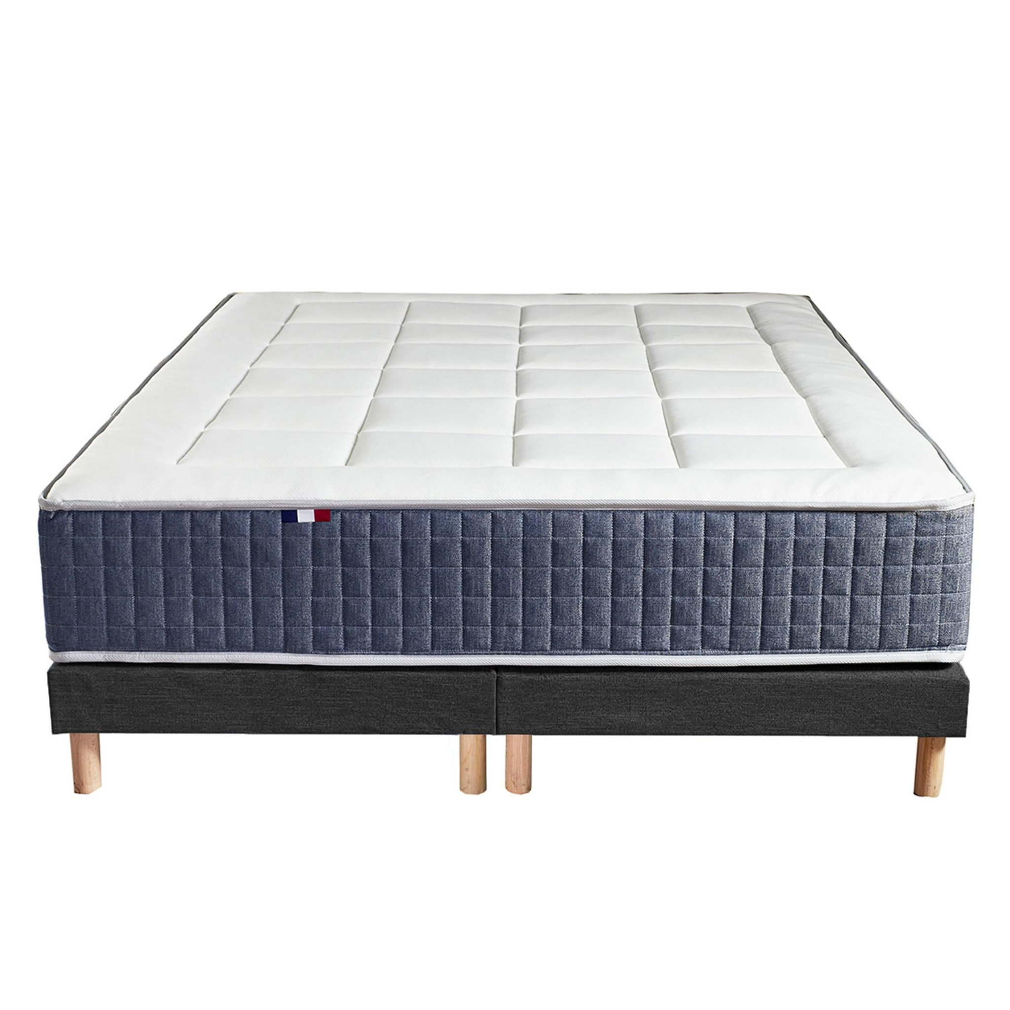 Voir la diapositive 6 : IDLITERIE Ensemble Matelas Ressort 7 zones + Mémoire de forme + Sommier KING STYLE Fabriqué en France