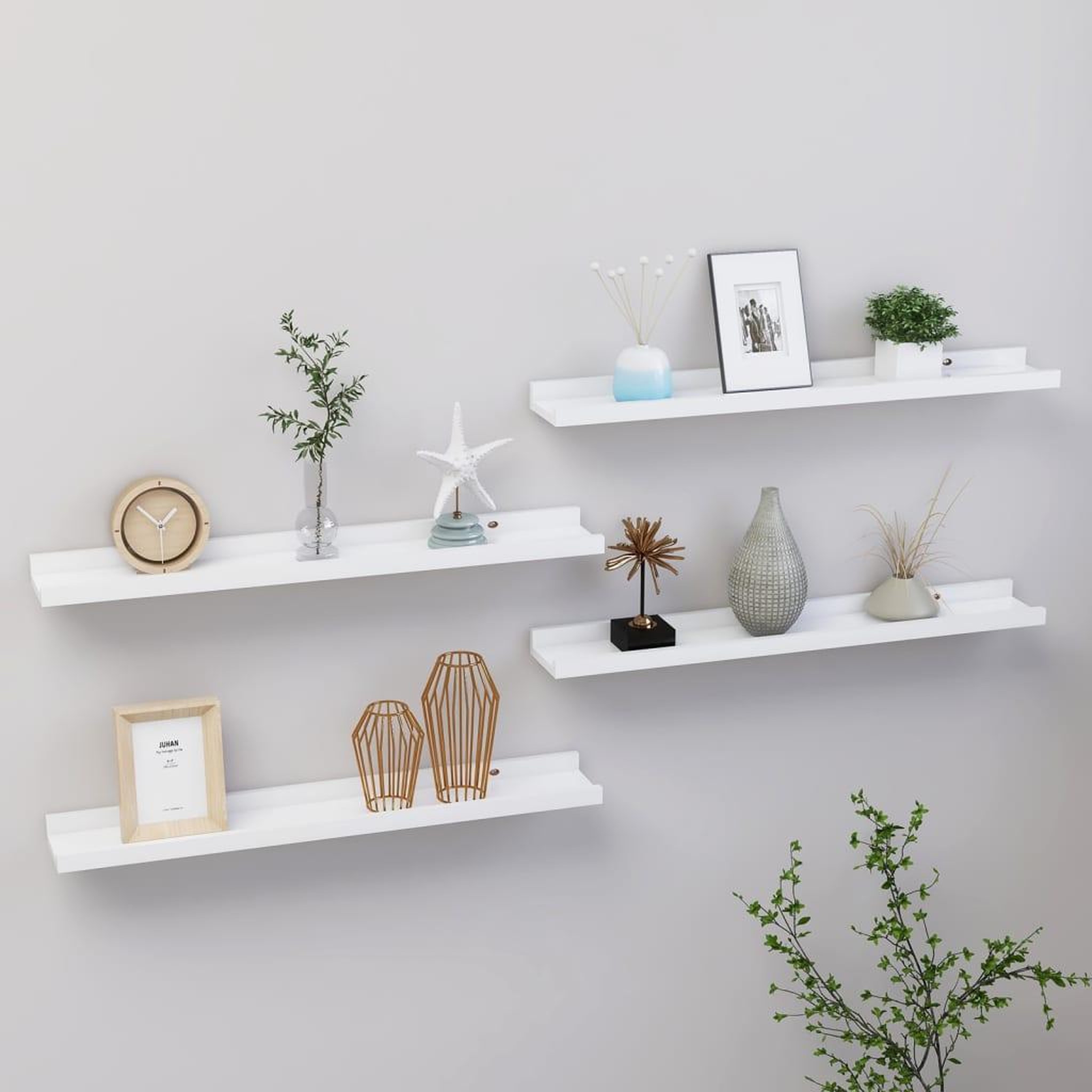 Voir la diapositive 1 : VIDAXL Etageres murales 4 pcs Blanc 60x9x3 cm