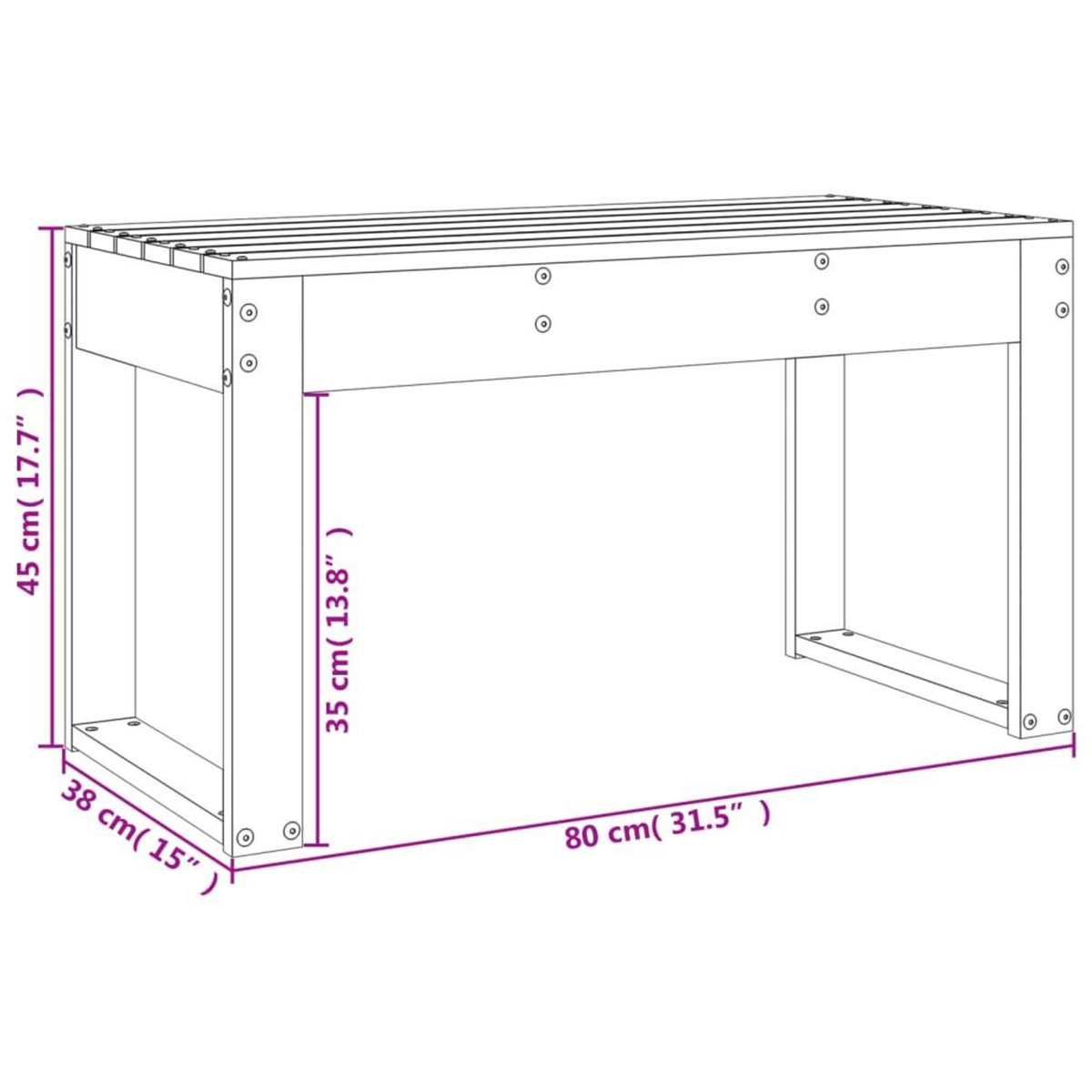 VIDAXL Banc de jardin gris 80x38x45 cm bois massif de pin