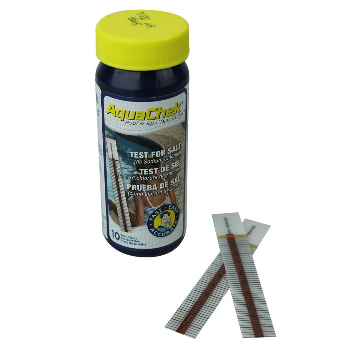 Aquachek Lot de 2 x 10 bandelettes d'analyse pour piscine ou spa - Sel - Blanc