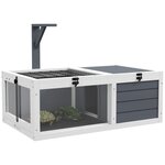 PAWHUT Maison enclos cage pour petit animal tortue avec 2 espaces bois gris