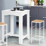 Voir la diapositive 3 : ID MARKET Table haute de bar extensible DONA 2 à 4 personnes blanche 65-130 cm