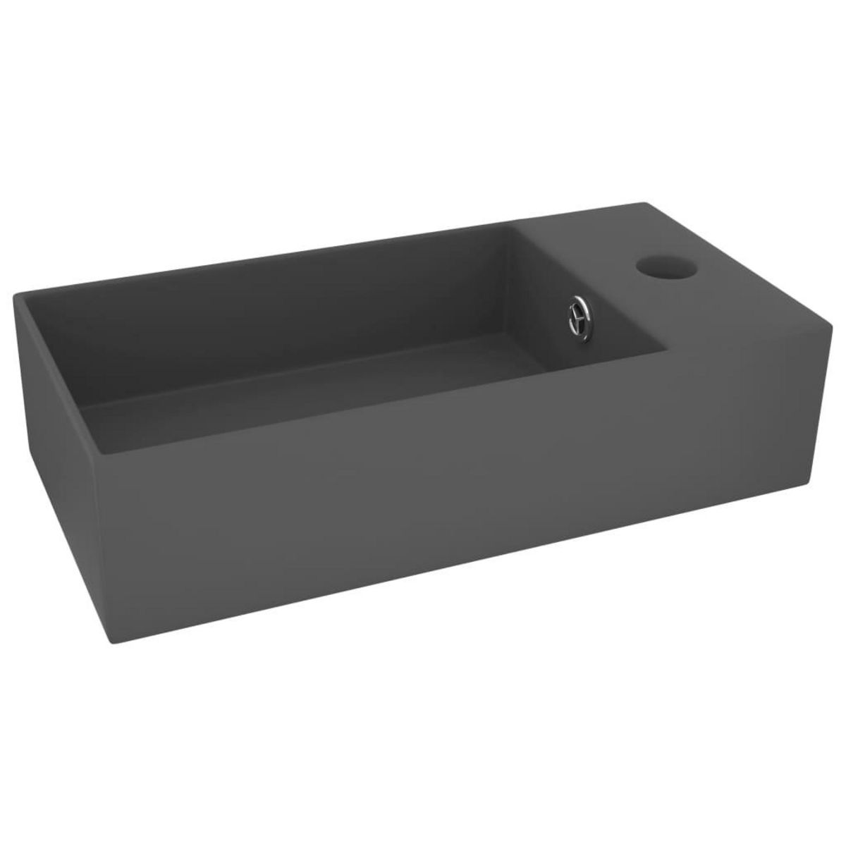 VIDAXL Lavabo de salle de bain avec trop-plein Ceramique Gris fonce