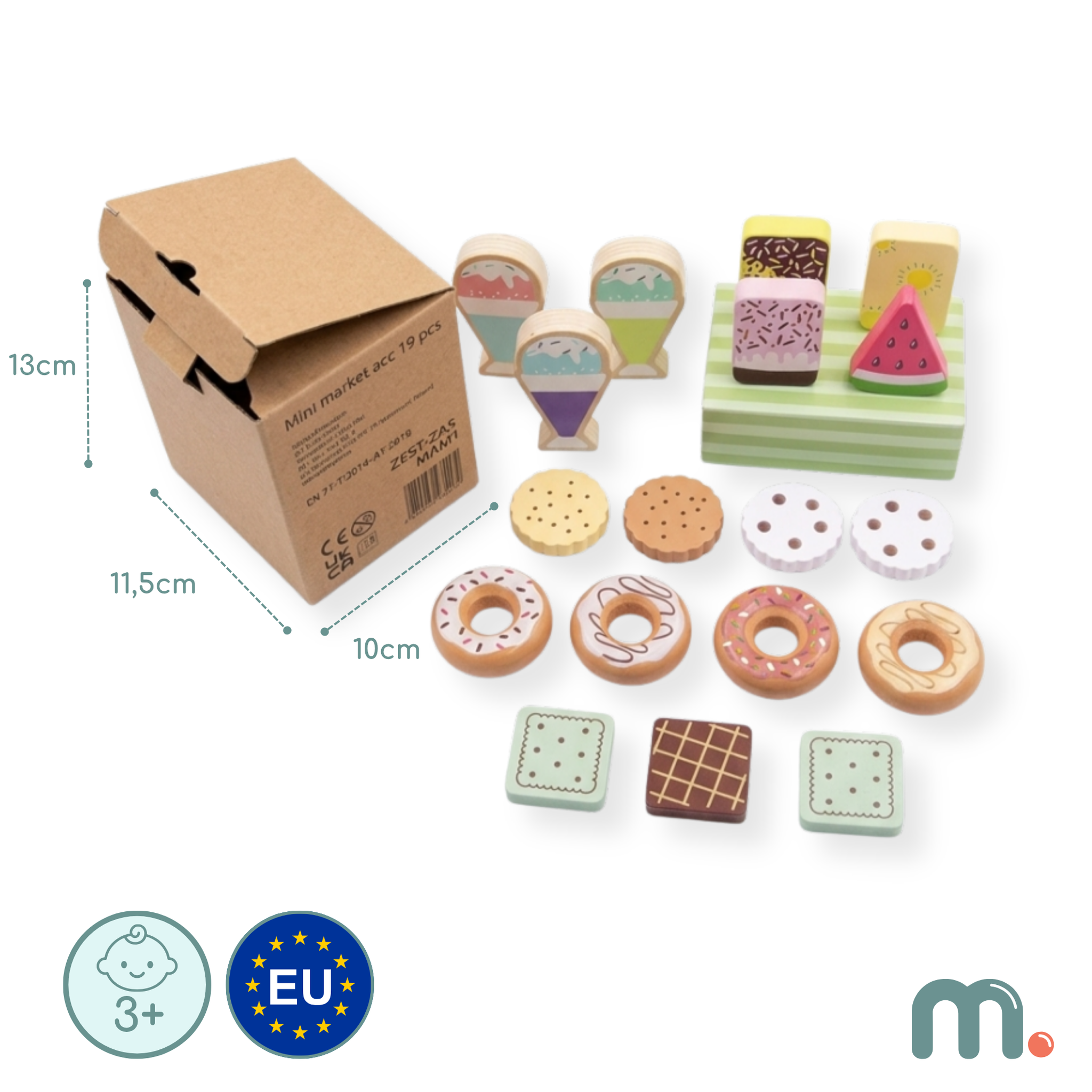 Voir la diapositive 3 : MAMABRUM Dinette Bois Enfant Mamabrum Bonbons Pâtisseries Confiserie 19 Pcs 3 Ans+