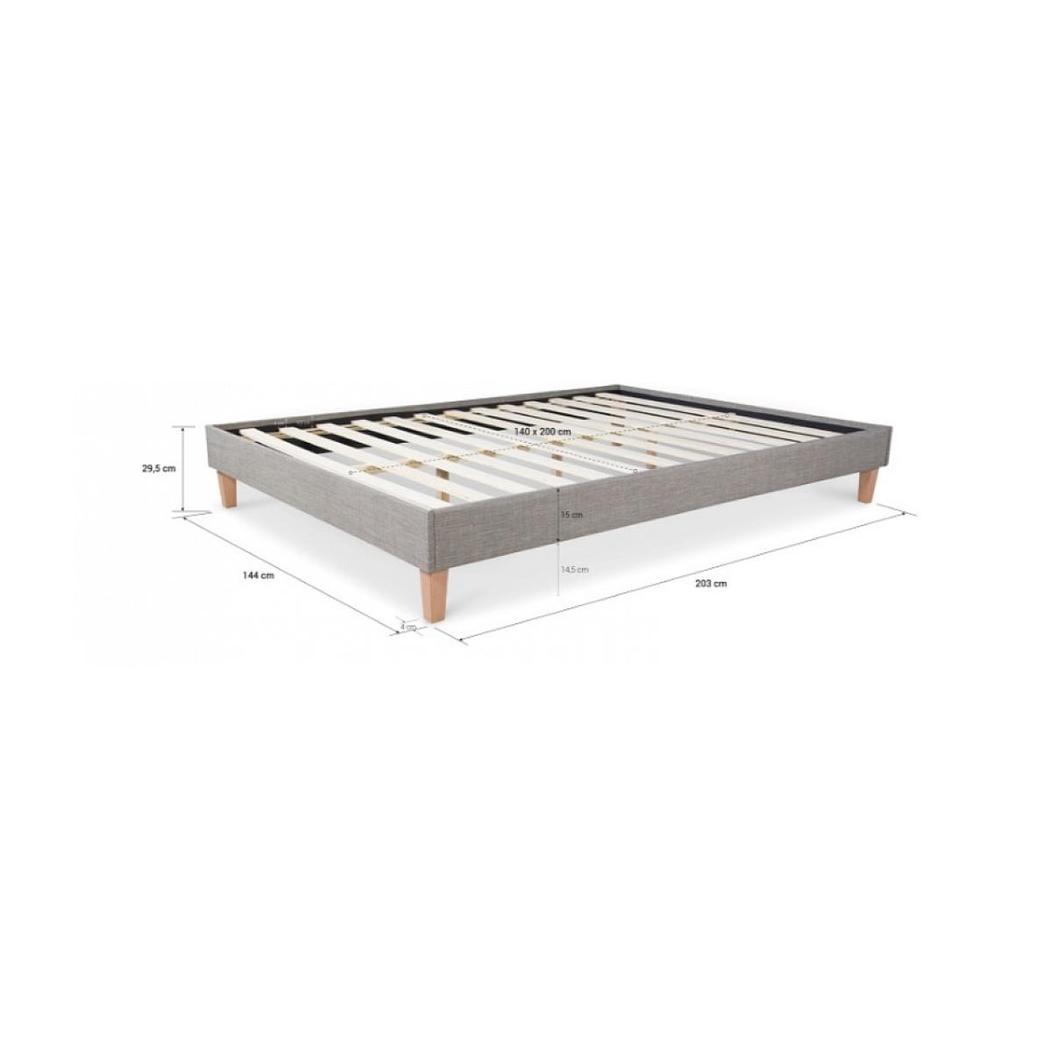 Voir la diapositive 3 : HomeStyle4U Lit Double Rembourre 140 x 200 cm Gris