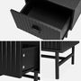 Voir la diapositive 6 : SWEEEK Table de chevet noire décor bois rainuré. un tiroir. L 48 x l 39 x H 50cm