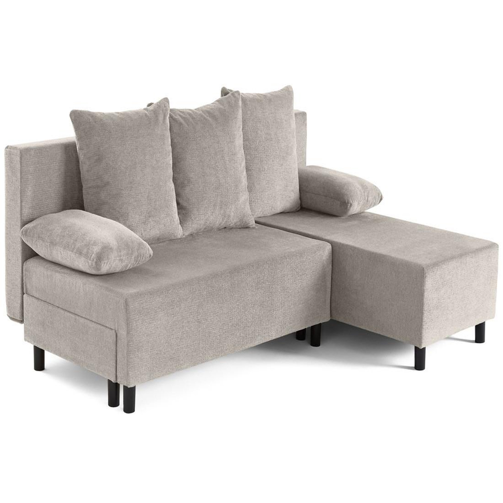 Voir la diapositive 2 : BEST MOBILIER Gloria - canapé d'angle réversible 4 places convertible avec coffre en tissu texturé