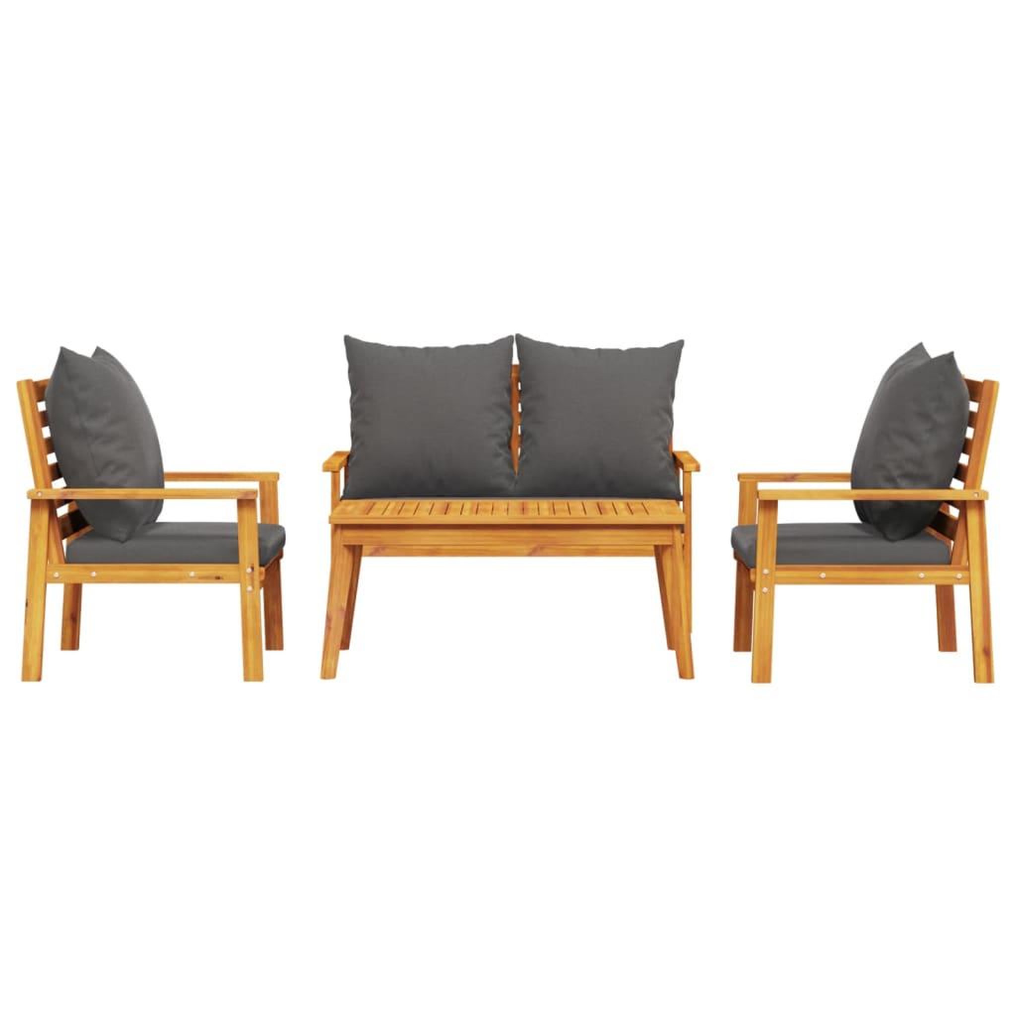 Voir la diapositive 3 : VIDAXL Salon de jardin 4 pcs avec coussins Bois d'acacia solide