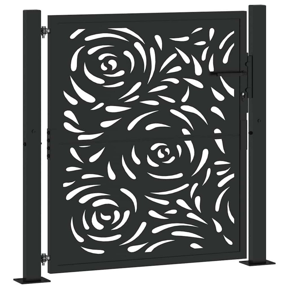 VIDAXL Portail de jardin noir 105x106 cm acier conception de flamme