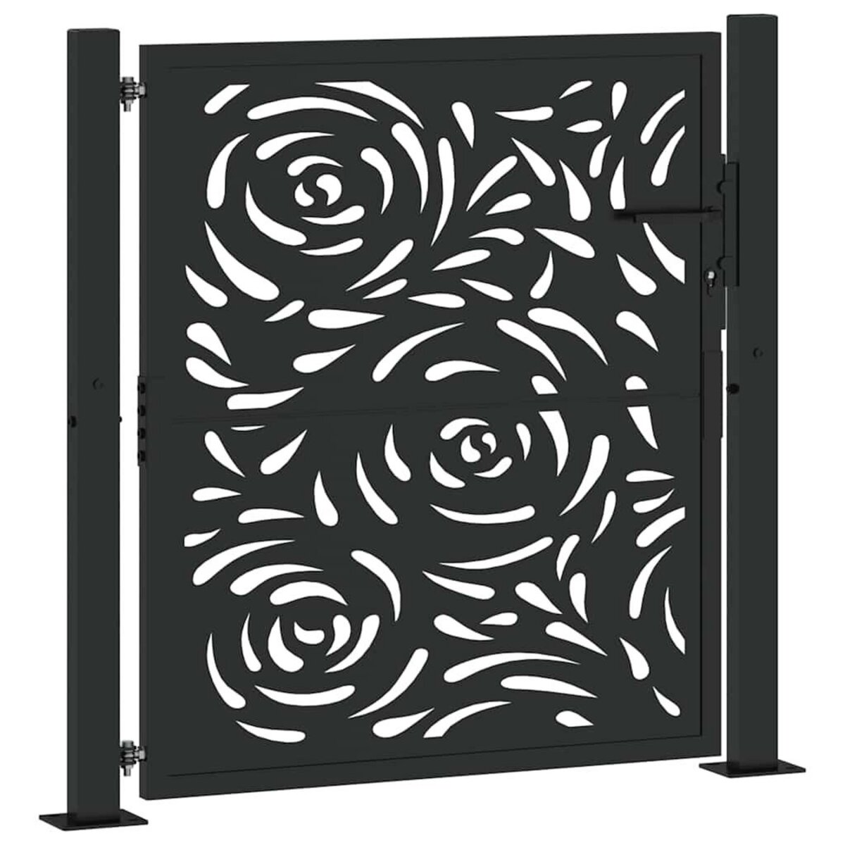 VIDAXL Portail de jardin noir 105x106 cm acier conception de flamme