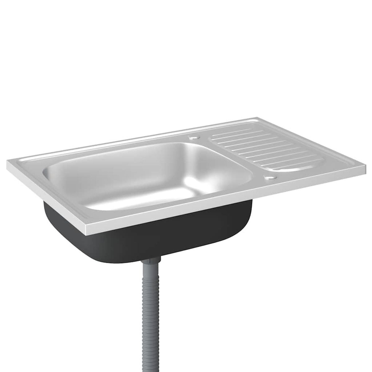 VIDAXL Jeu d'evier de cuisine et egouttoir argente 800x500x155 mm inox