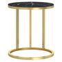 Voir la diapositive 2 : VIDAXL Table d'appoint Dore et marbre noir 45 cm Verre trempe