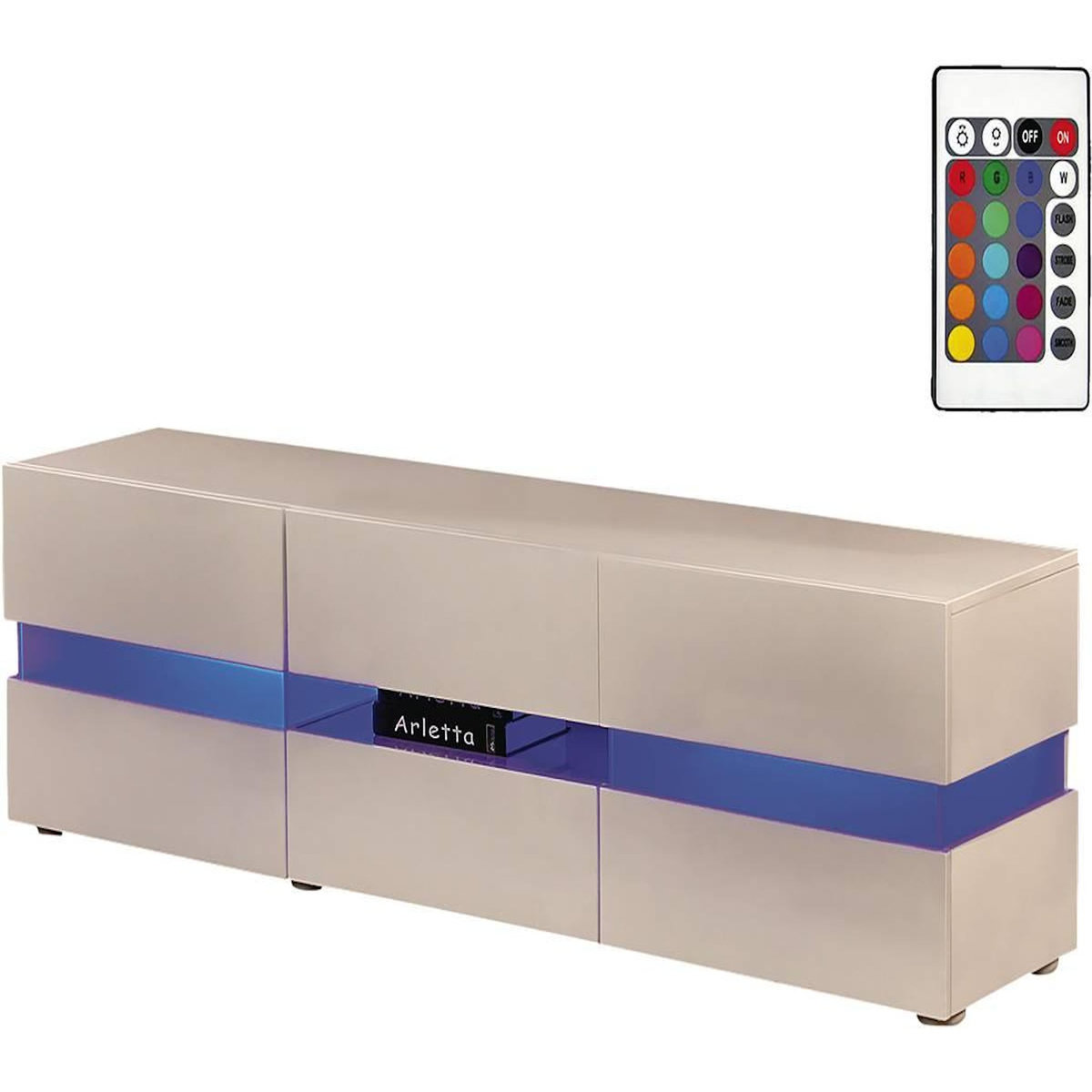 Habitat et Jardin Meuble TV LED  Vida' - 177 x 39 x 45 cm - Blanc laqué