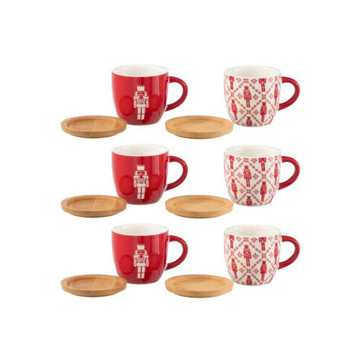 Paris Prix Lot de 6 Tasses à Café & Sous-Tasses  Casse-Noisette  9cl Rouge