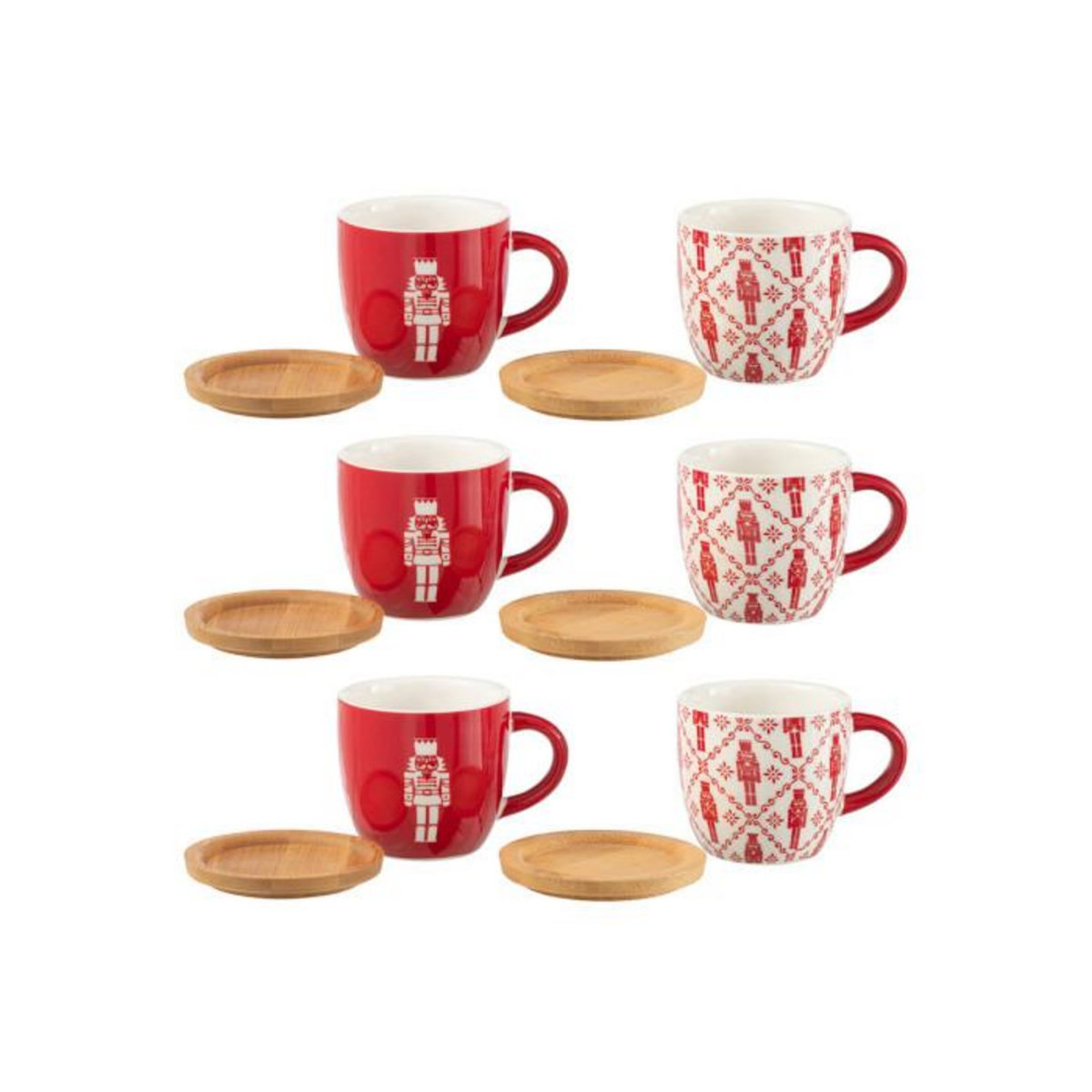 Paris Prix Lot de 6 Tasses à Café & Sous-Tasses  Casse-Noisette  9cl Rouge