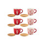 Voir la diapositive 2 : Paris Prix Lot de 6 Tasses à Café & Sous-Tasses  Casse-Noisette  9cl Rouge