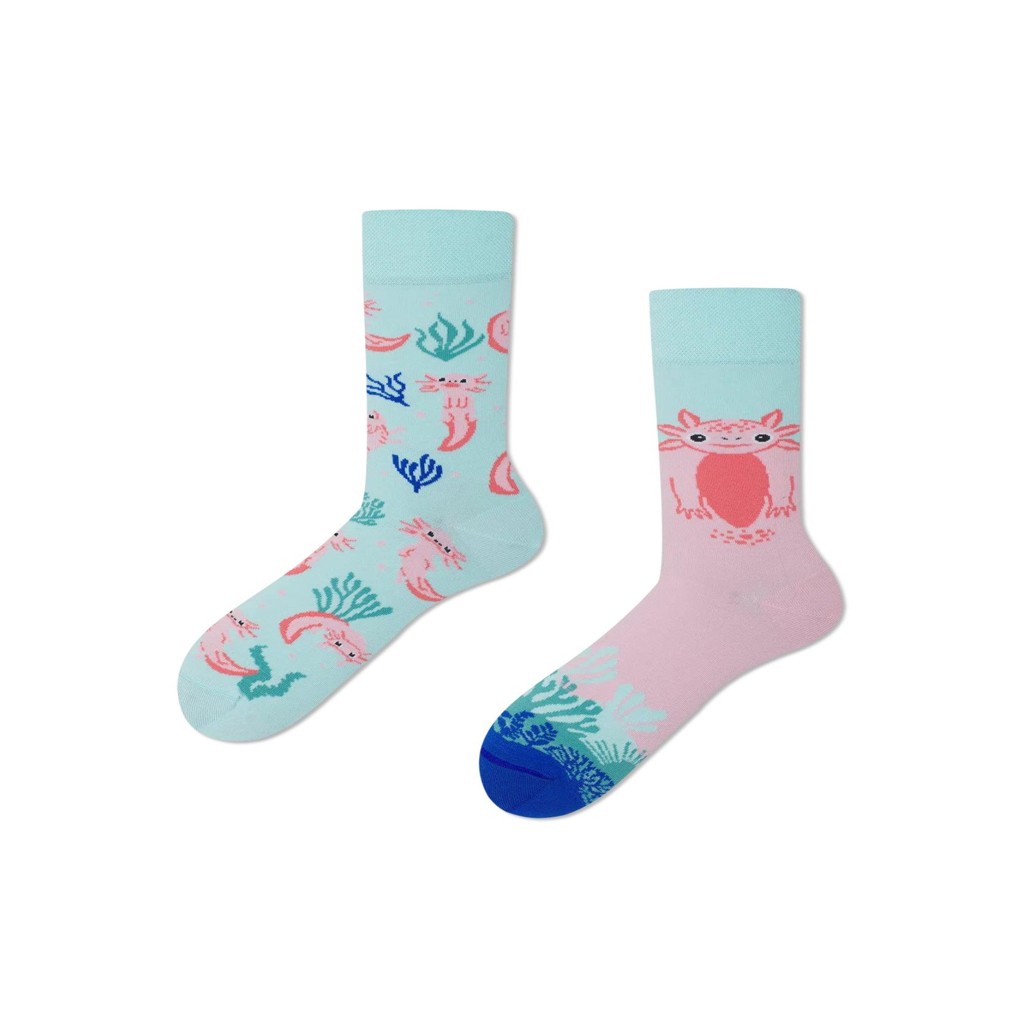 MANY MORNINGS Chaussettes axolotls. Coloris disponibles : Multicolore