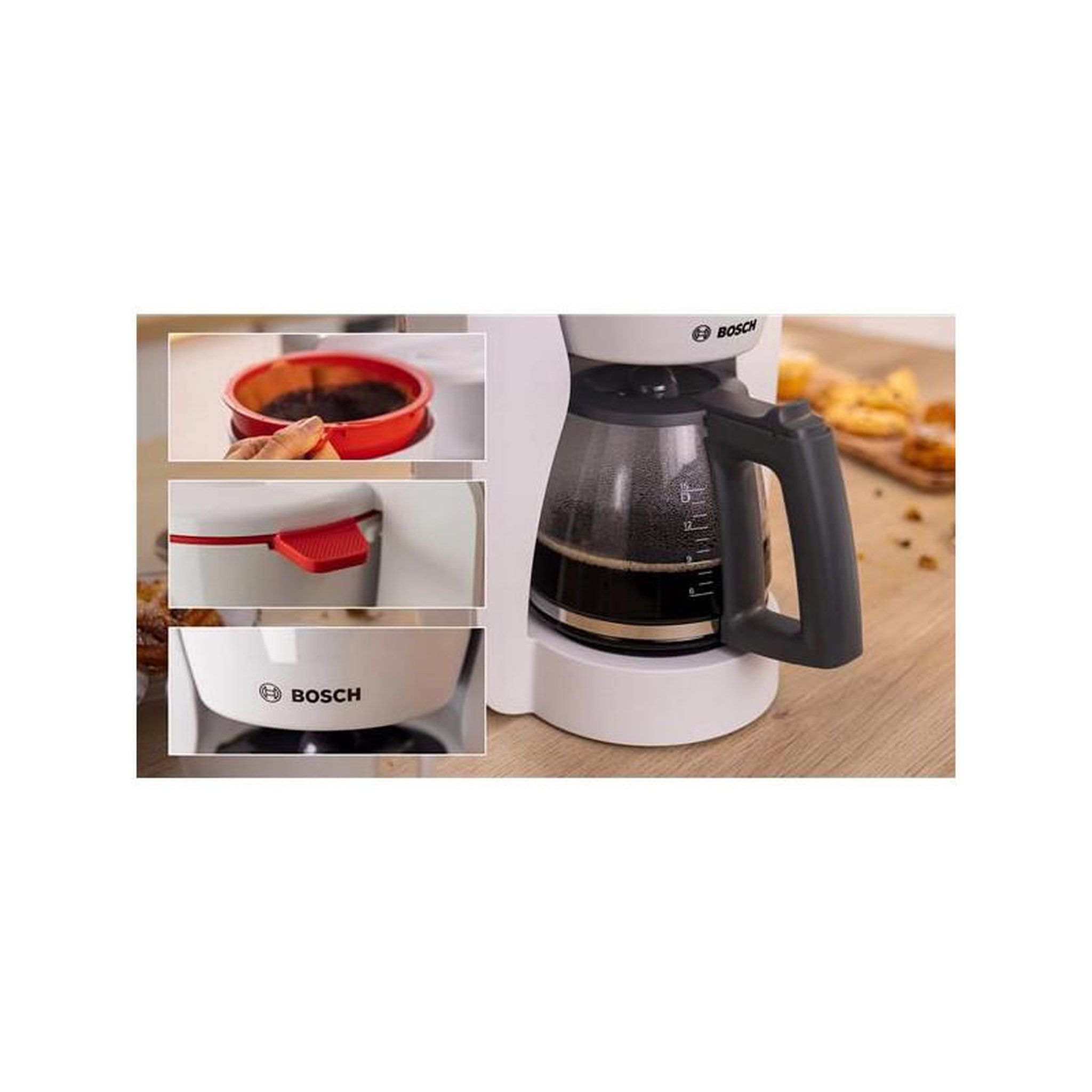 Voir la diapositive 4 : BOSCH Cafetière filtre 15 tasses 1200w blanc - tka2m111