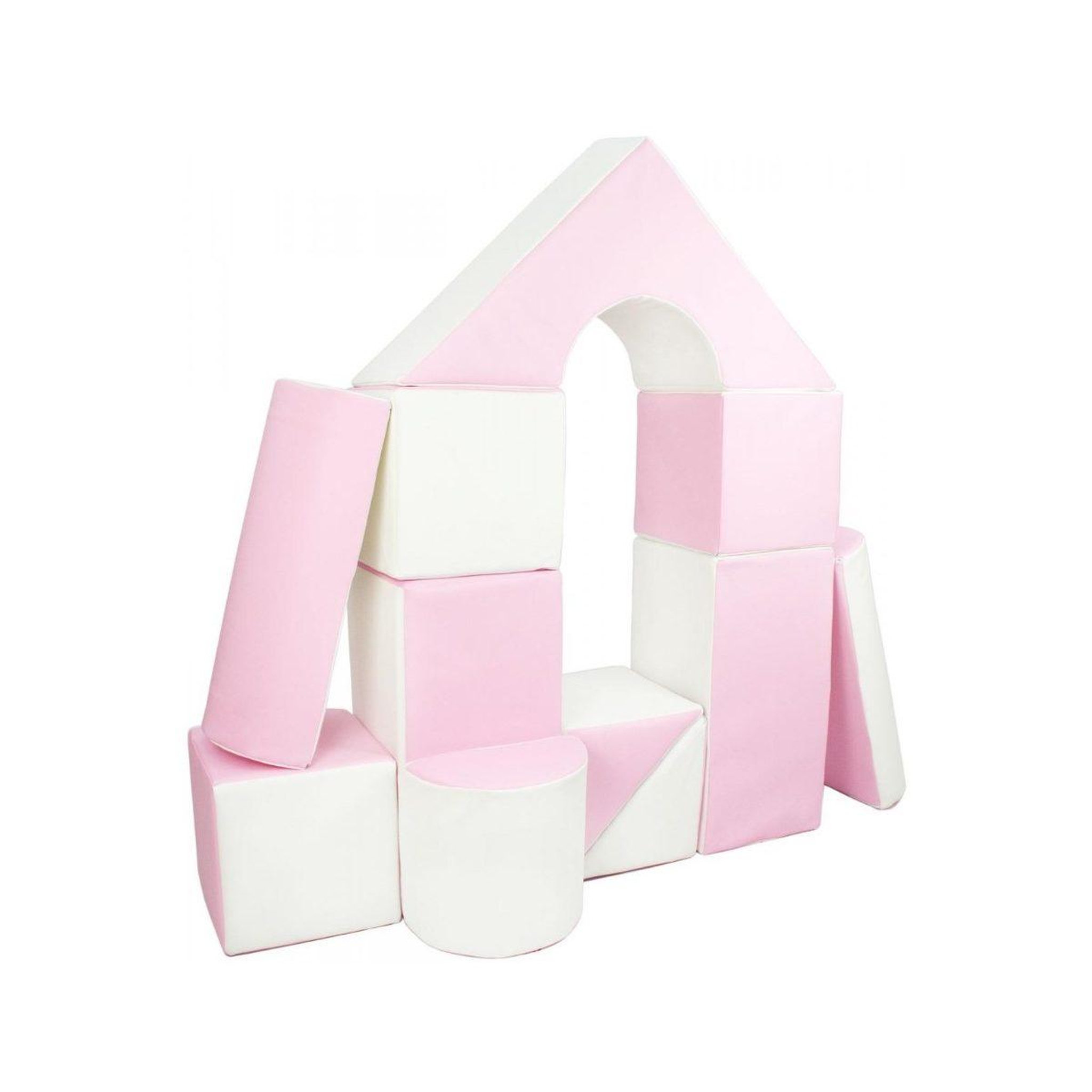 Voir la diapositive 5 : VELINDA Set de 15 blocs en mousse le jeu blanc rose pastel
