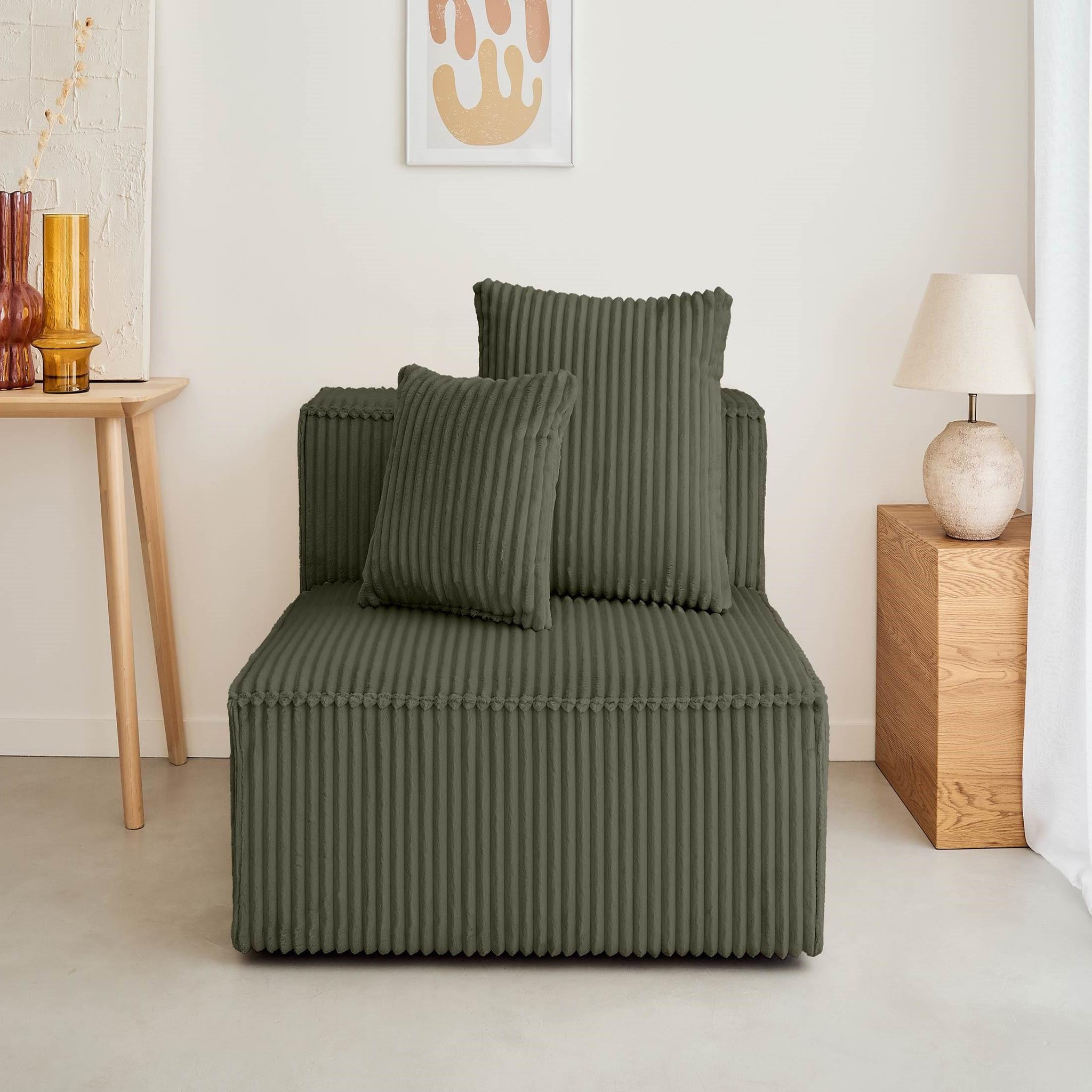 Voir la diapositive 2 : LISA DESIGN Colombine - module d'assise - en velours côtelé grosses côtes