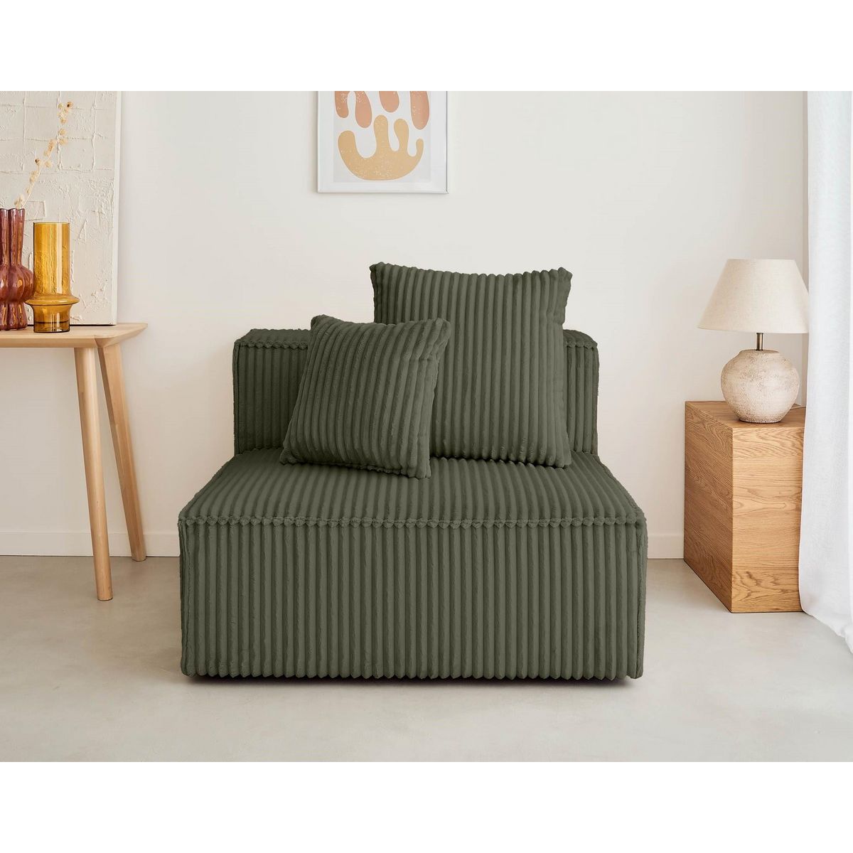 LISA DESIGN Colombine - module d'assise - en velours côtelé grosses côtes