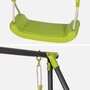 Voir la diapositive 3 : SWEEEK Portique balançoire double en métal BISE. 2 places. noir et vert. acier. L 217 x P 153 x H 195 cm