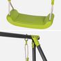 Voir la diapositive 3 : SWEEEK Portique balançoire double en métal BISE. 2 places. noir et vert. acier. L 217 x P 153 x H 195 cm