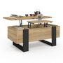 Voir la diapositive 4 : ID MARKET Table basse plateau relevable rectangulaire convertible en table à manger PHOENIX 97,5 cm bois et noir