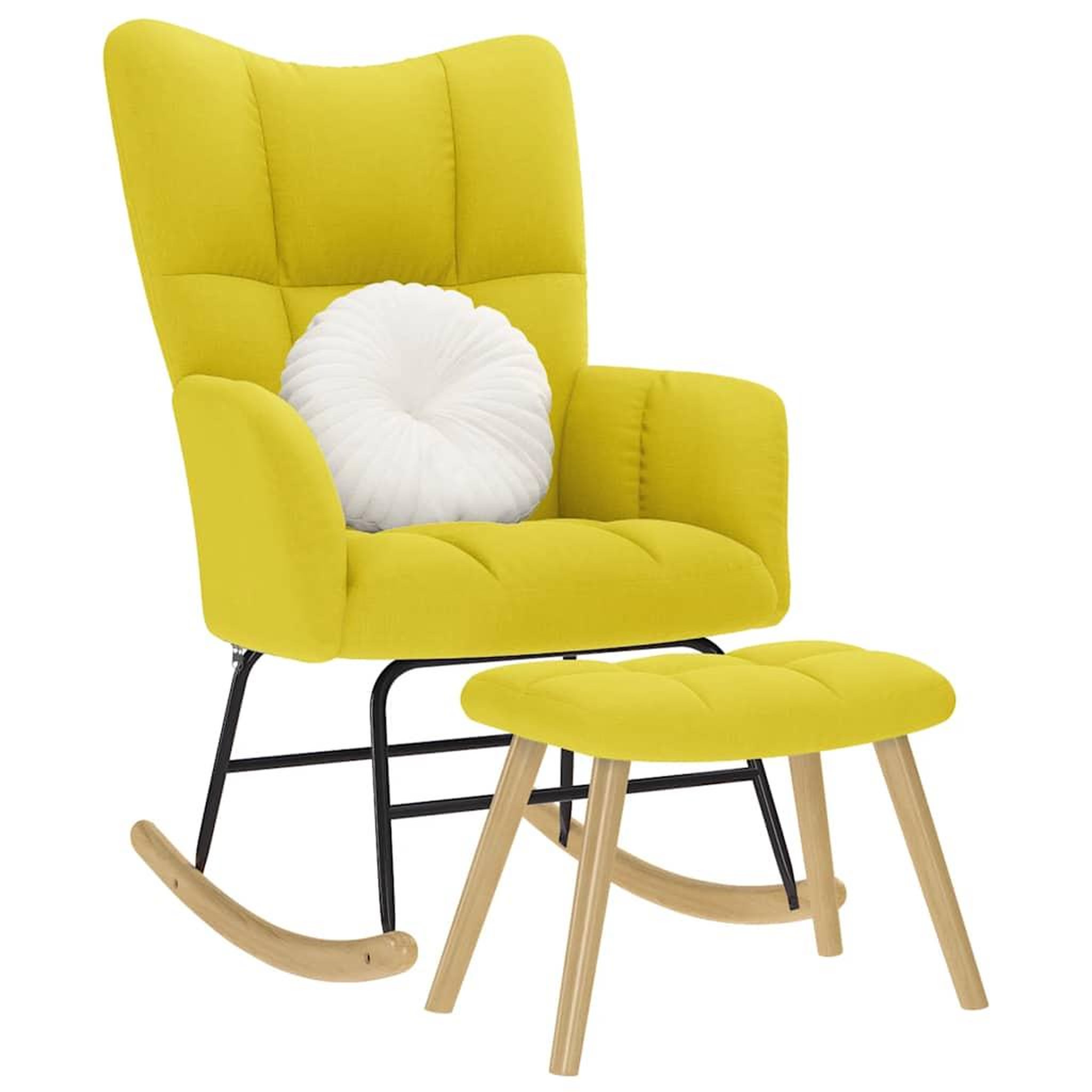 VIDAXL Chaise a bascule avec repose-pied jaune clair tissu