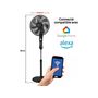 Voir la diapositive 3 : Habitat et Jardin Ventilateur connecté sur pieds - 55W - 3 vitesses avec télécommande - Noir