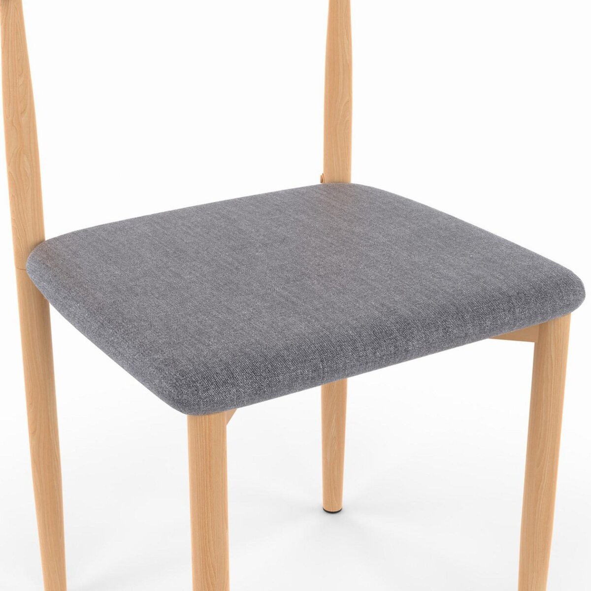 ID MARKET Lot de 6 chaises NOE en imitation bois et assise en tissu gris clair pour salle à manger