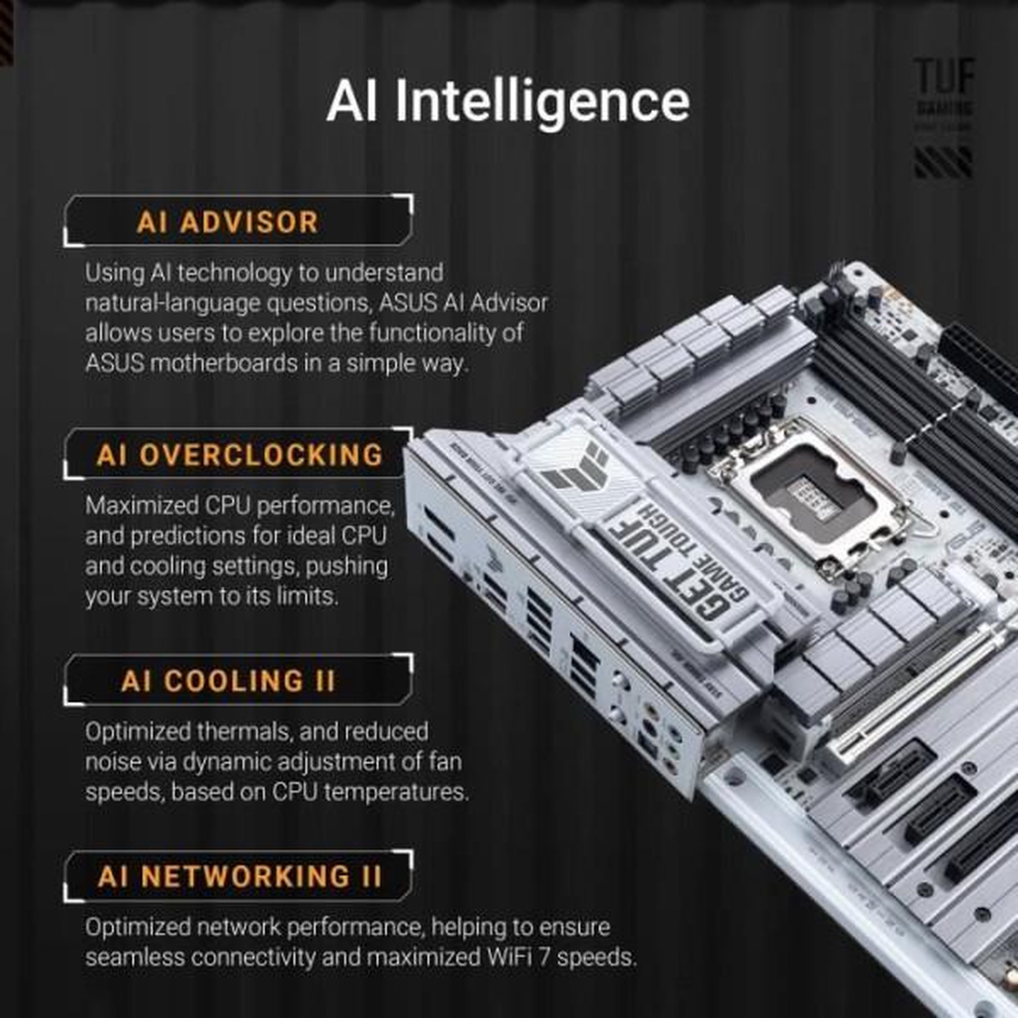Voir la diapositive 2 : ASUS Carte mere - ASUS - TUF GAMING Z890-PRO WIFI - Socket LGA1851 - DDR5 - Wi-Fi intégré