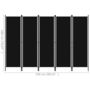 Voir la diapositive 6 : VIDAXL Cloison de separation 5 panneaux Noir 250x180 cm
