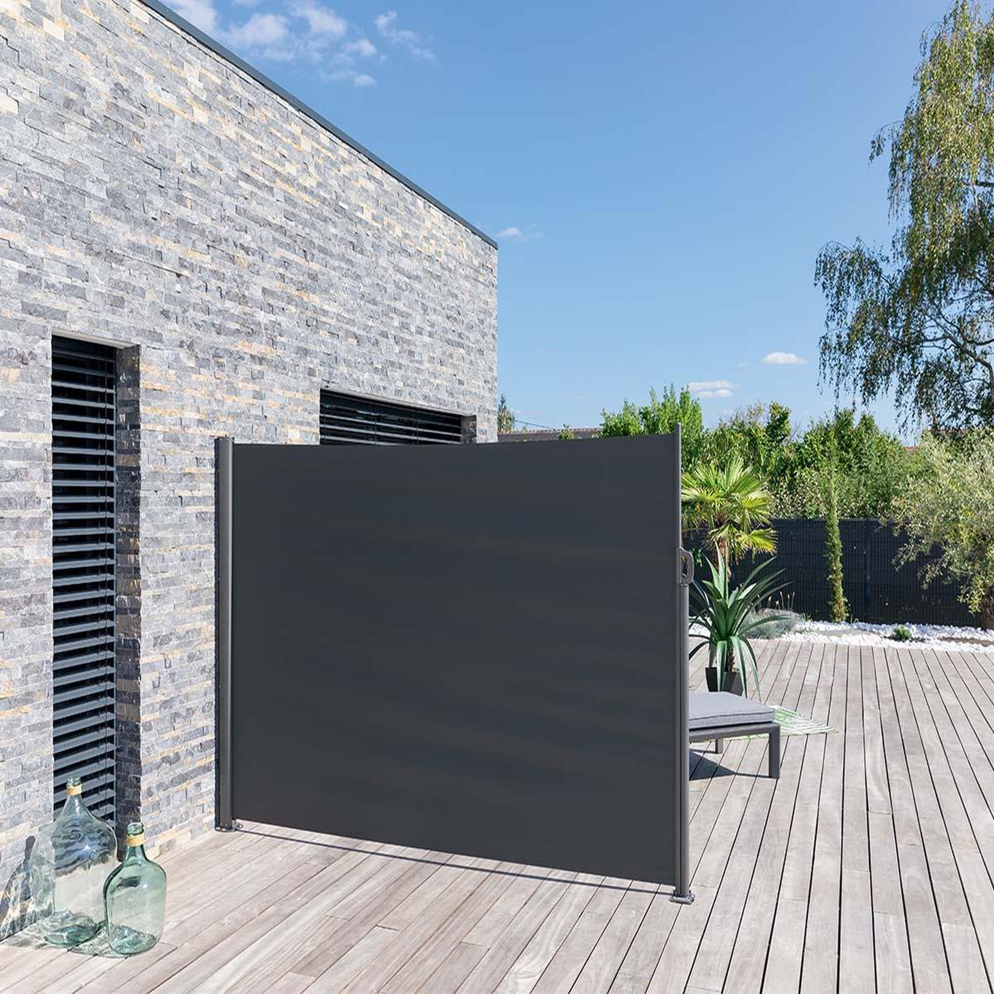 Voir la diapositive 4 : HESPERIDE Paravent rétractable de terrasse antao graphite - 3 x 1,80 m - hespéride